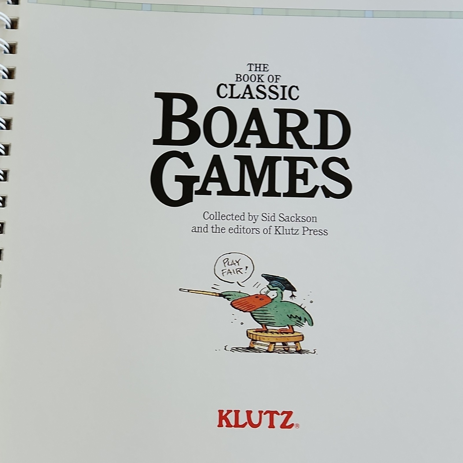 Klutz The Book of Classic Board Games Sid Sackson Illustrated Spiral Bound 1990s