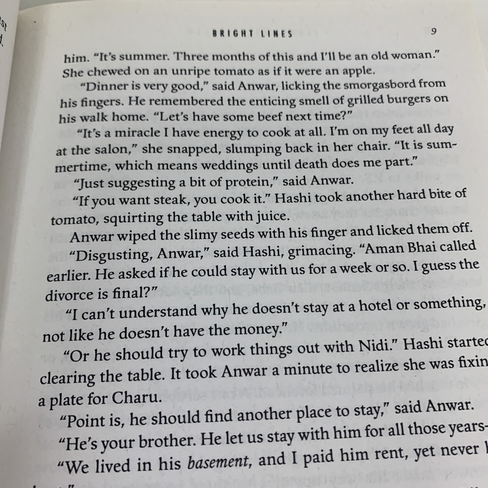 Bright Lines: A Novel Paperback Book Arc Copy Islam, Tanwi Nandini Very Good