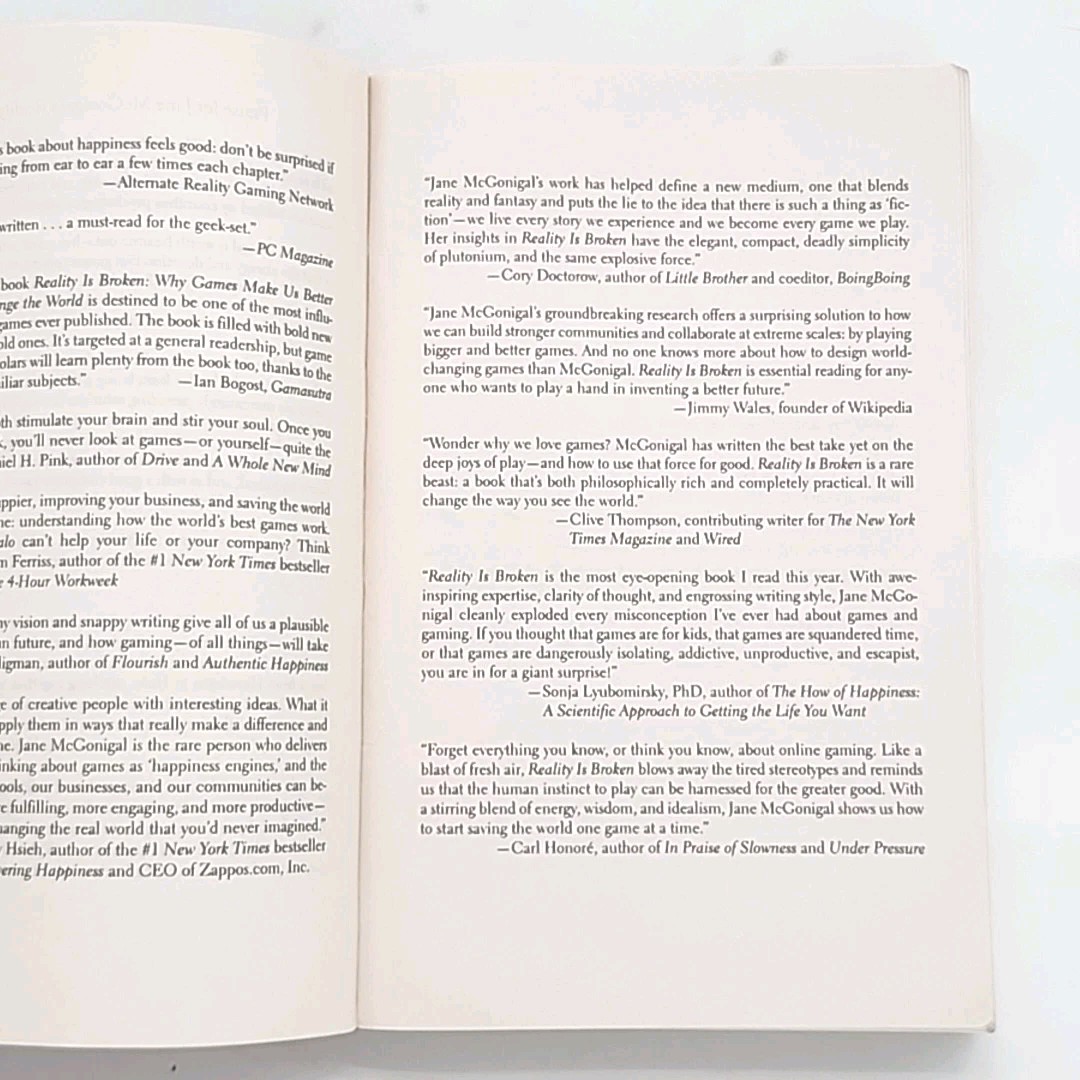Reality Is Broken By Jane McGonigal FIRST EDITION THUS Paperback Book 2011