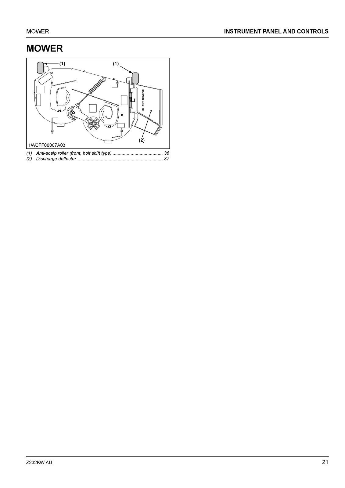 KUBOTA Z232KW-AU ZERO TURN MOWER OPERATORS MANUAL – SPIRAL BIND – TOUGH COVERING