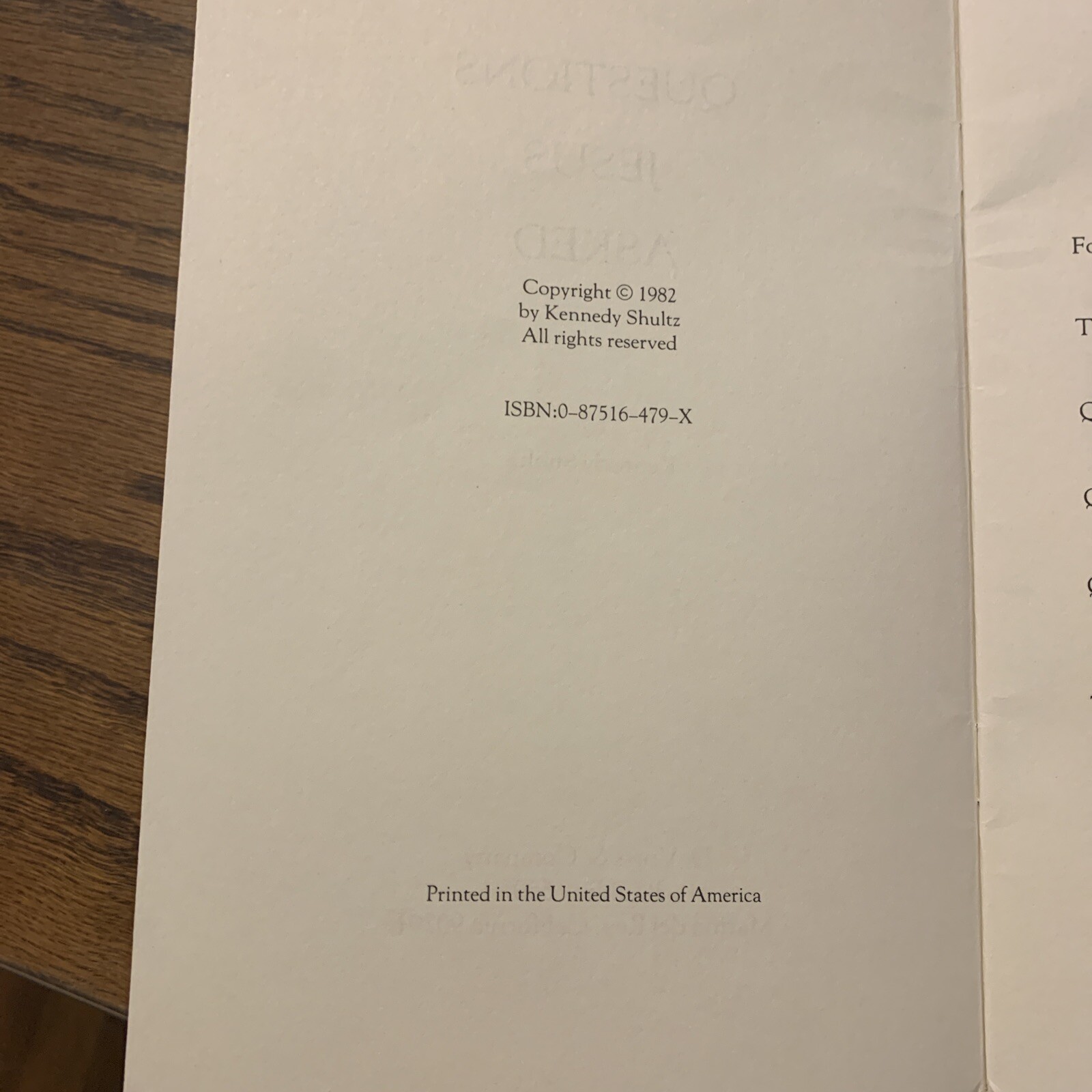 Questions Jesus asked Book by J. Kennedy Shultz 24 Pages 1982