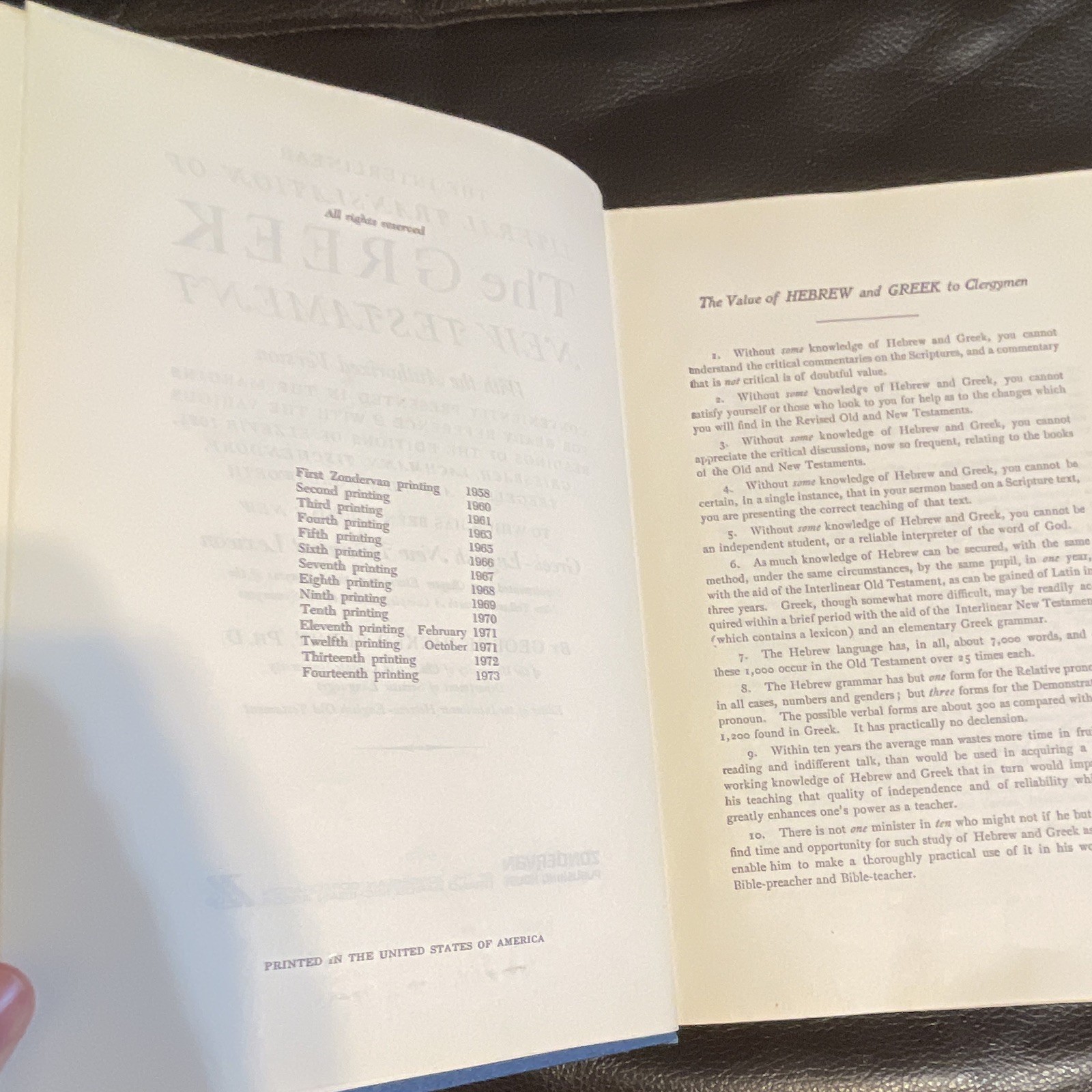 Zondervan Interlinear Greek-English New Testament w/ Lexicon & Synonyms HC 1973