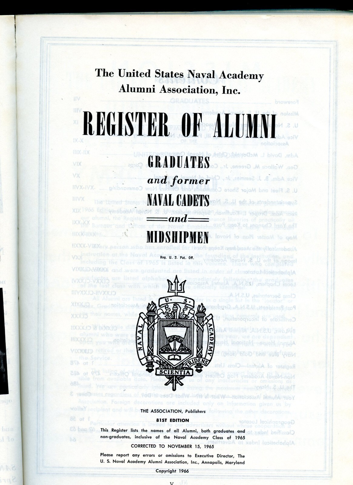 Register of Alumni, United States Naval Academy, 1845-1966 – 482 pages