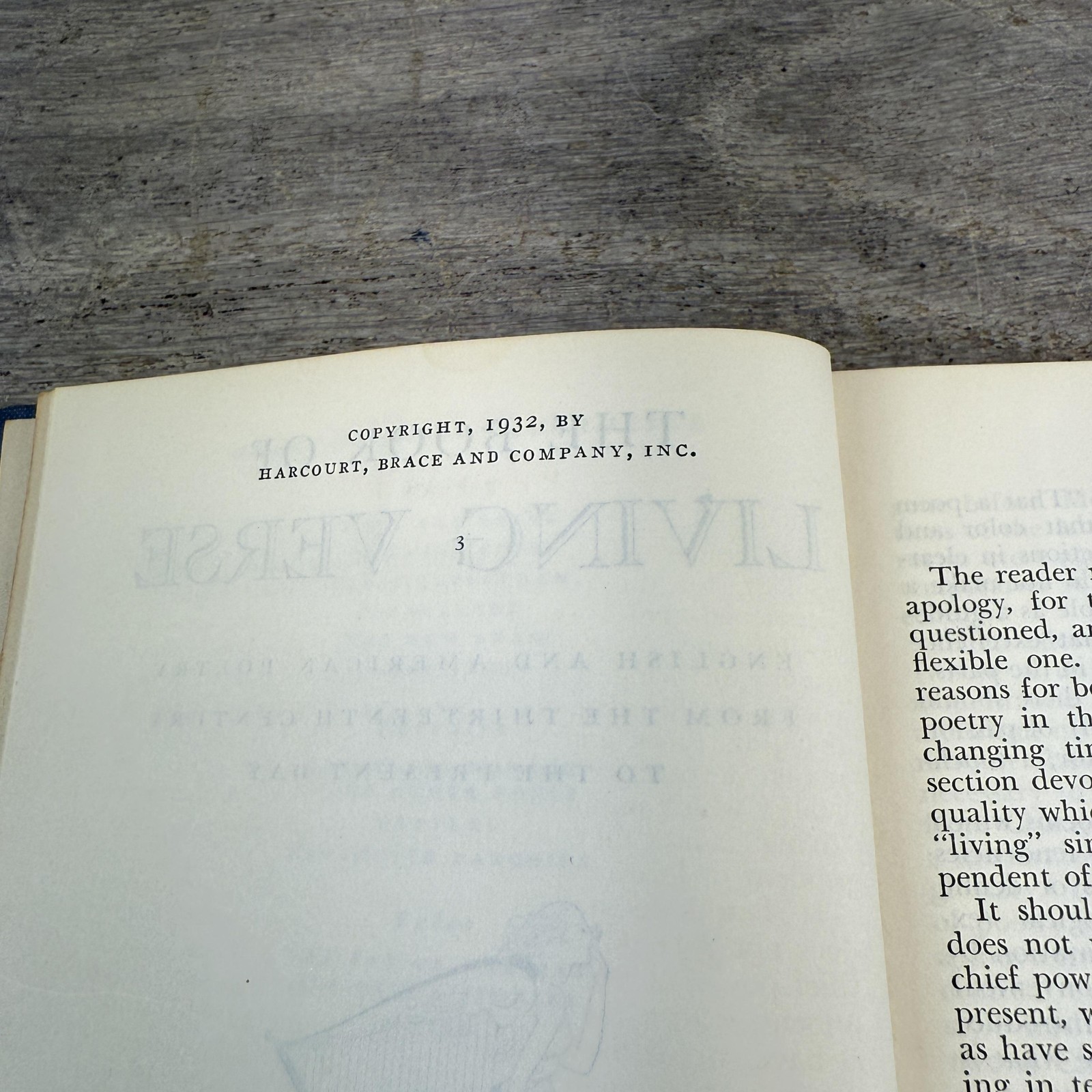 Vintage 1932 Book of Living Verse Louis Untermeyer Harcourt Brace Poetry HC