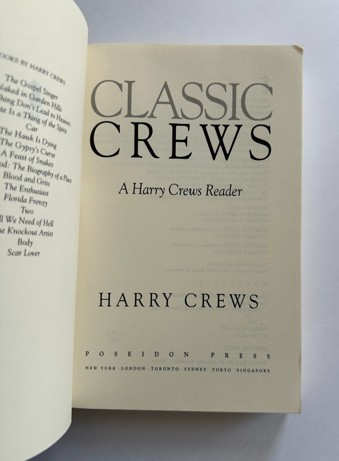 HARRY CREWS Classic Crews: A Harry Crews Reader | 1993 Trade Paperback