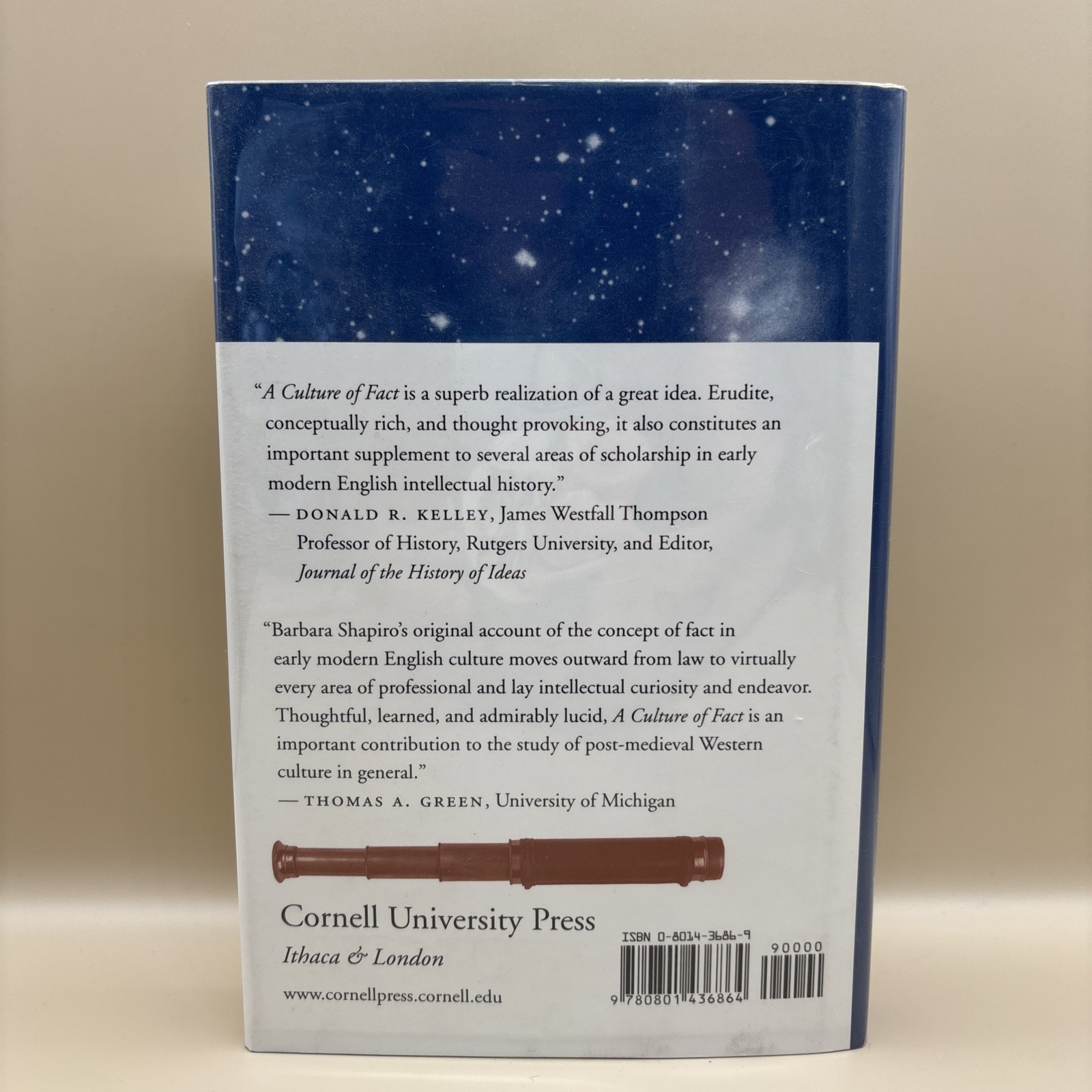 A Culture of Fact: England, 1550–1720 by Barbara J. Shapiro 1999 Hardcover Book