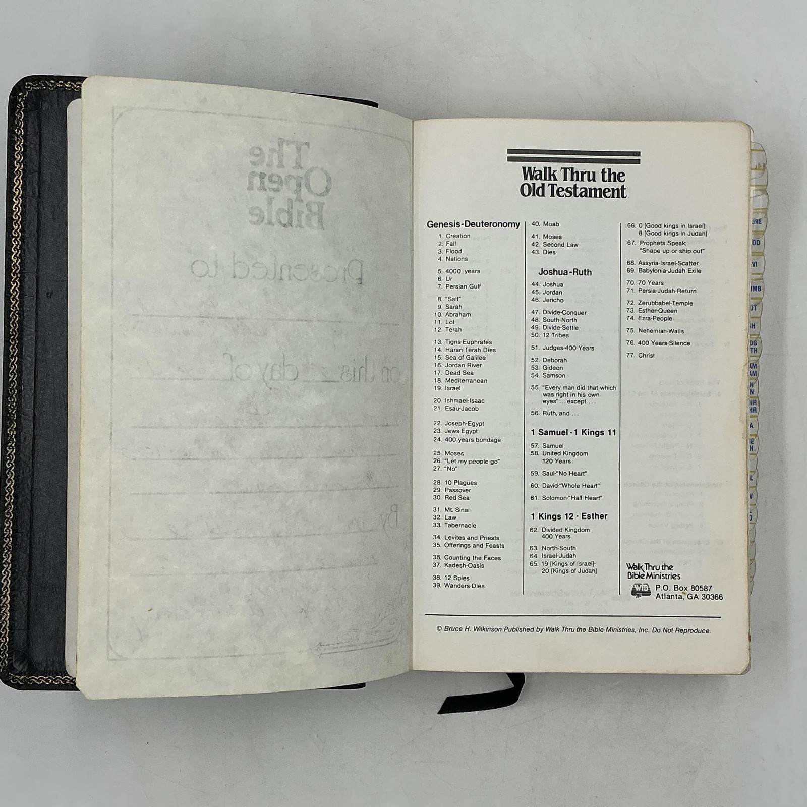 Vintage Holy Bible The Open Bible NKJV Expanded Edition Thomas Nelson Leather