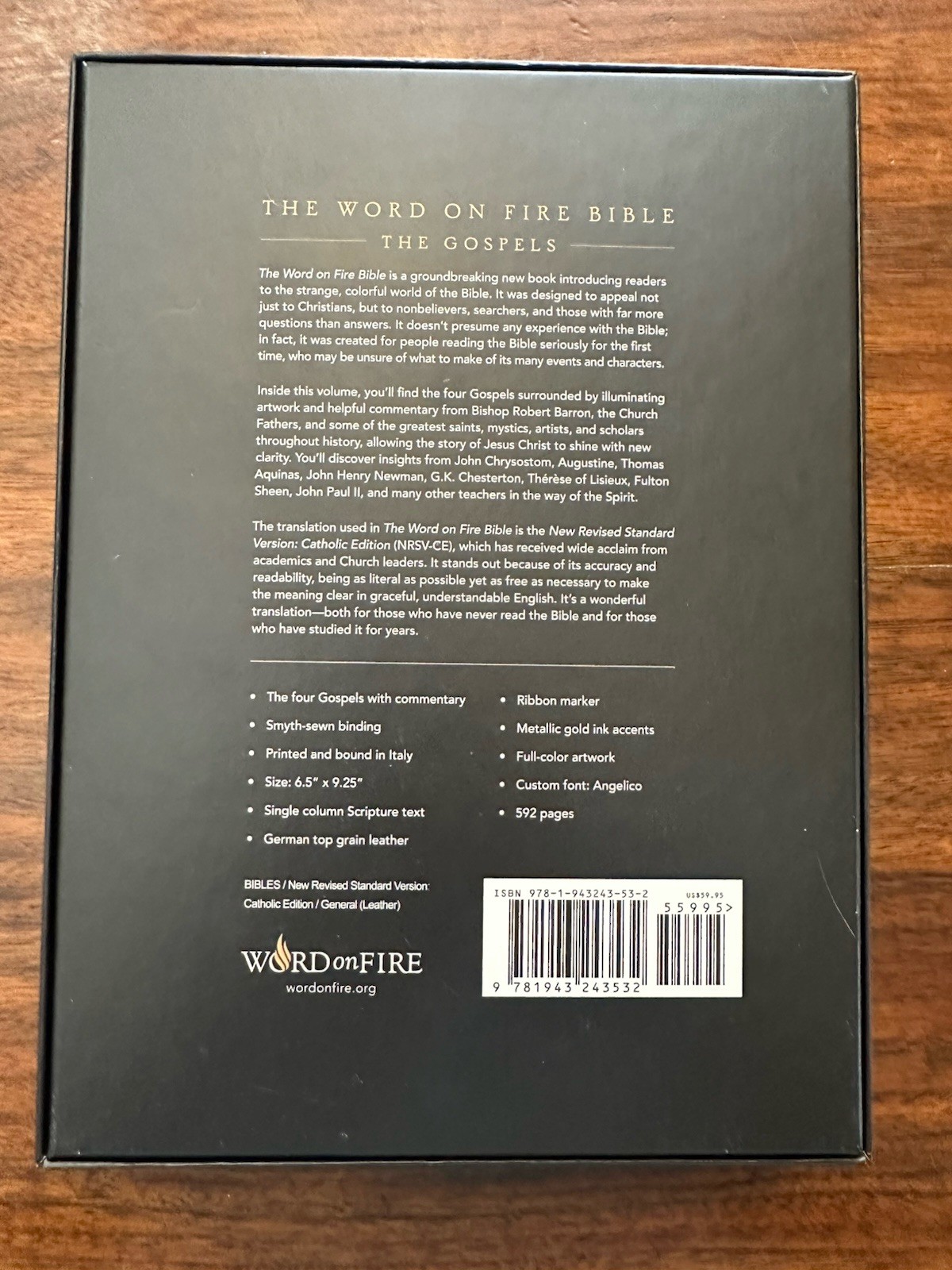 Word on Fire Bible Volume 1 The Gospels Leather Binding Bookmark Gold Gilt