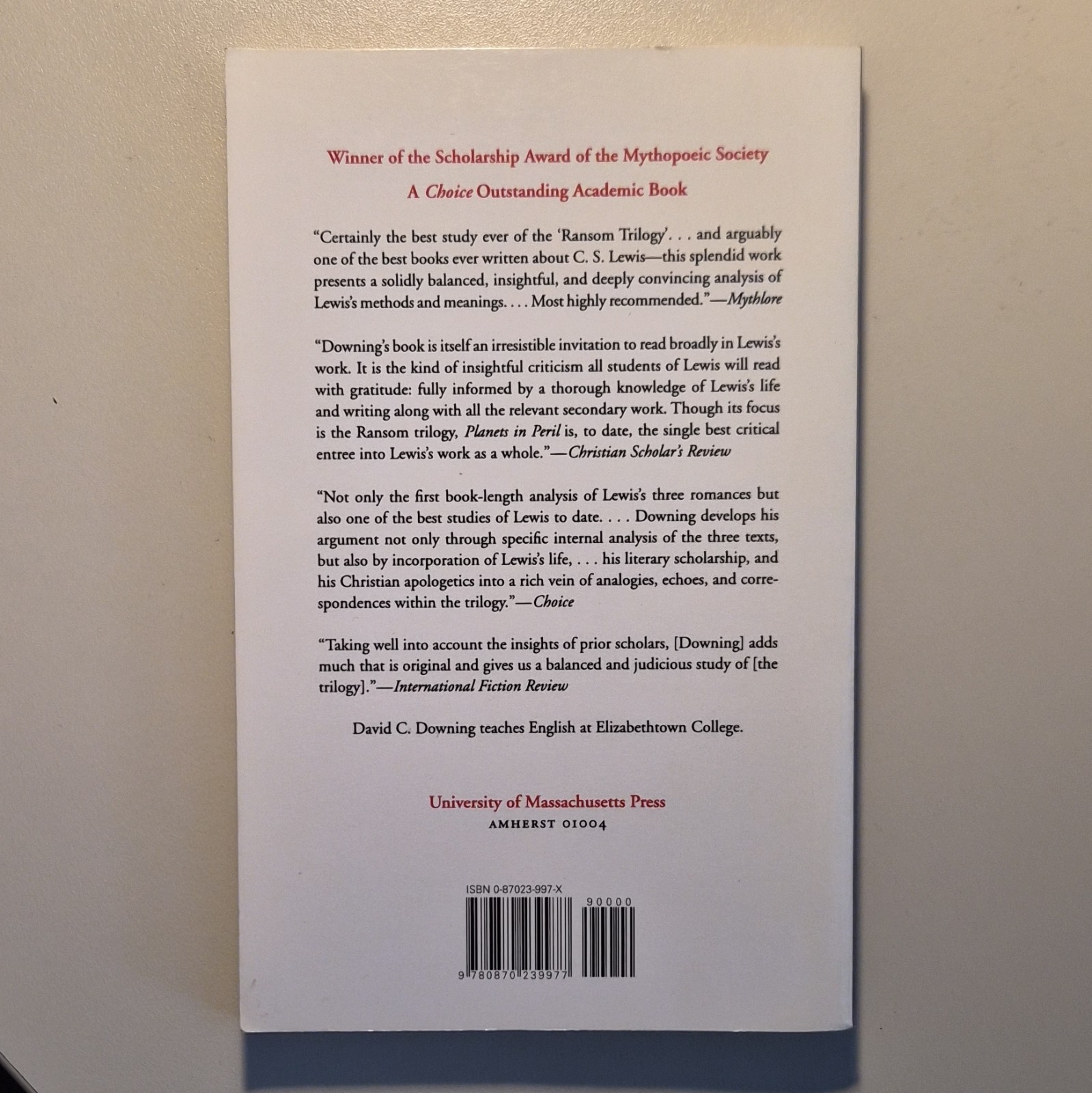 Planets in Peril A Critical Study of C S Lewis’s Ransom Trilogy David C. Downing