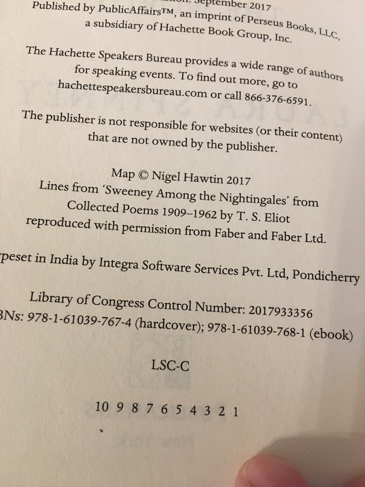 Pale Rider. Laura Spinney. 1st HC Ptg Public Affairs 2017. Near Fine Unread
