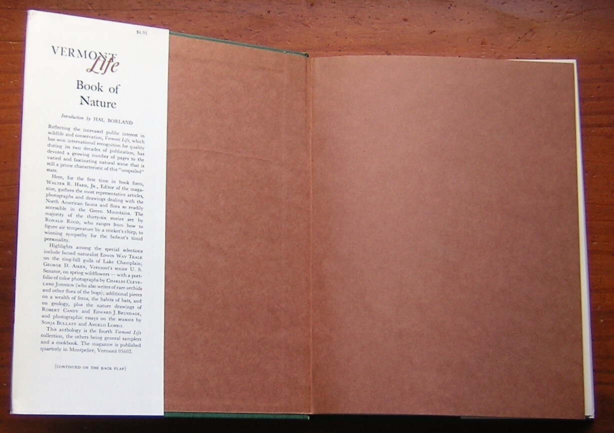 VERMONT LIFE Book of Nature Ronald Rood Hal Borland 1967 HC Dustjacket w/ Photos