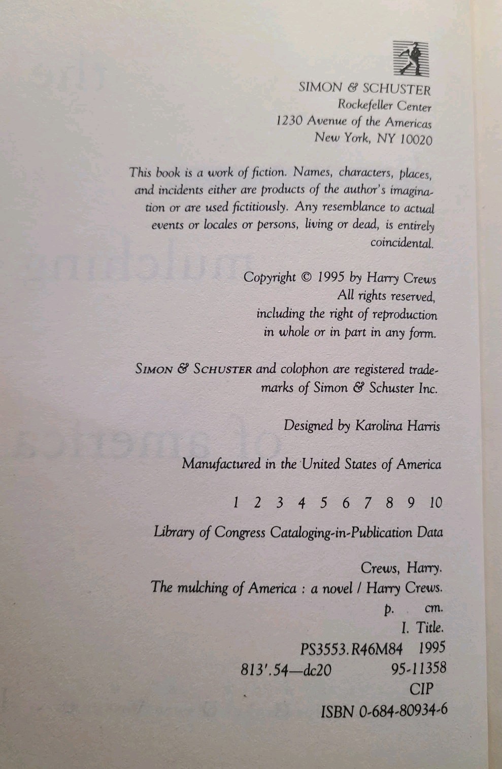 The Mulching of America by Harry Crews (1995, Hardcover)