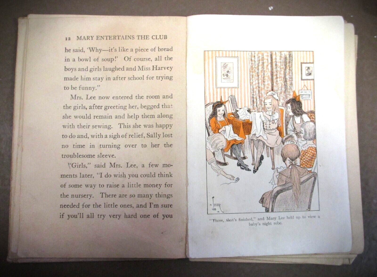 Vintage 1919 “Mary Entertains The Sewing Club” Book 82 Pages Illustrated