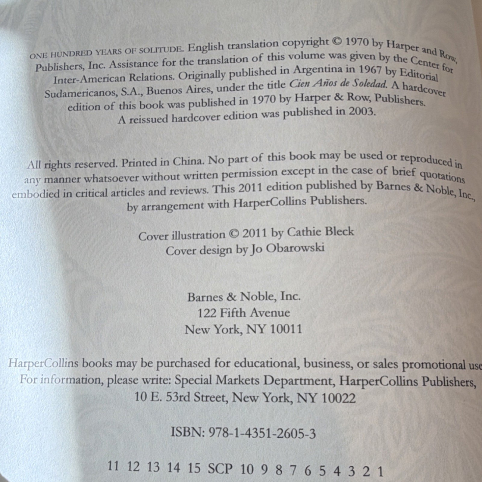 One Hundred Years of Solitude Gabriel García Márquez B&N Leatherbound 2011 HC