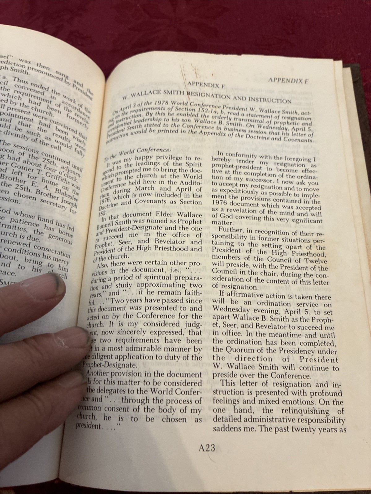Holy Scriptures of the Restoration Joseph Smith, Jr. 1974 Edition Hardcover
