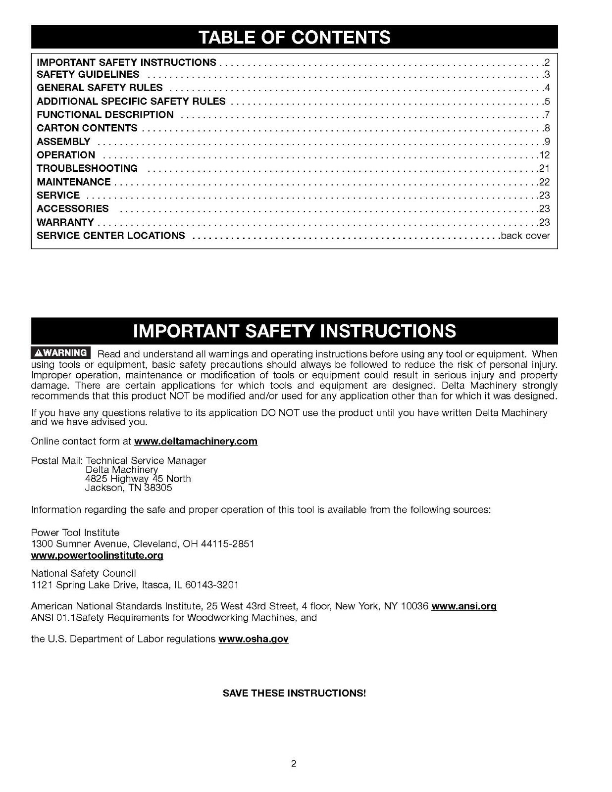 Delta 22-675 DC-380 22-680 22-681 Instruction Manual User Guide For 15″ Planer
