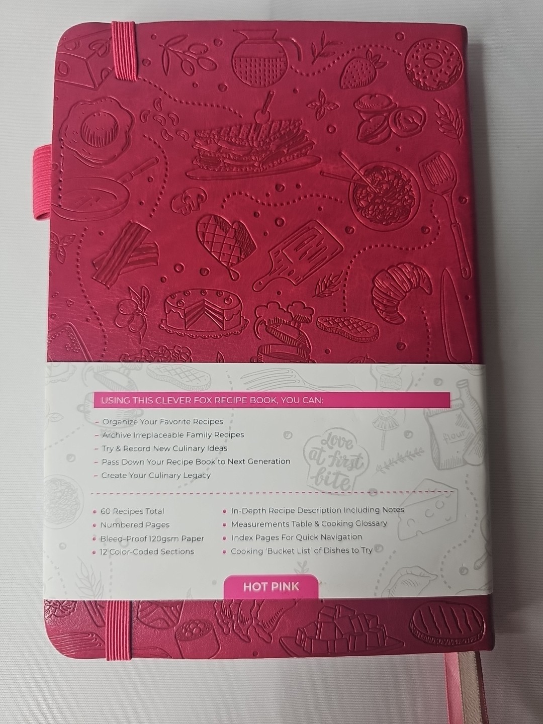 Pink Clever Fox Recipe Book – 60 Pages A5 Cooking Journal w/ Faux Leather Cover