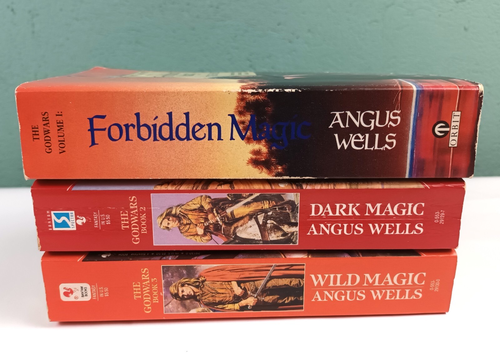 3 ANGUS WELLS THE GODWARS BOOK BUNDLE. FORBIDDEN DARK WILD MAGIC. VGOOD