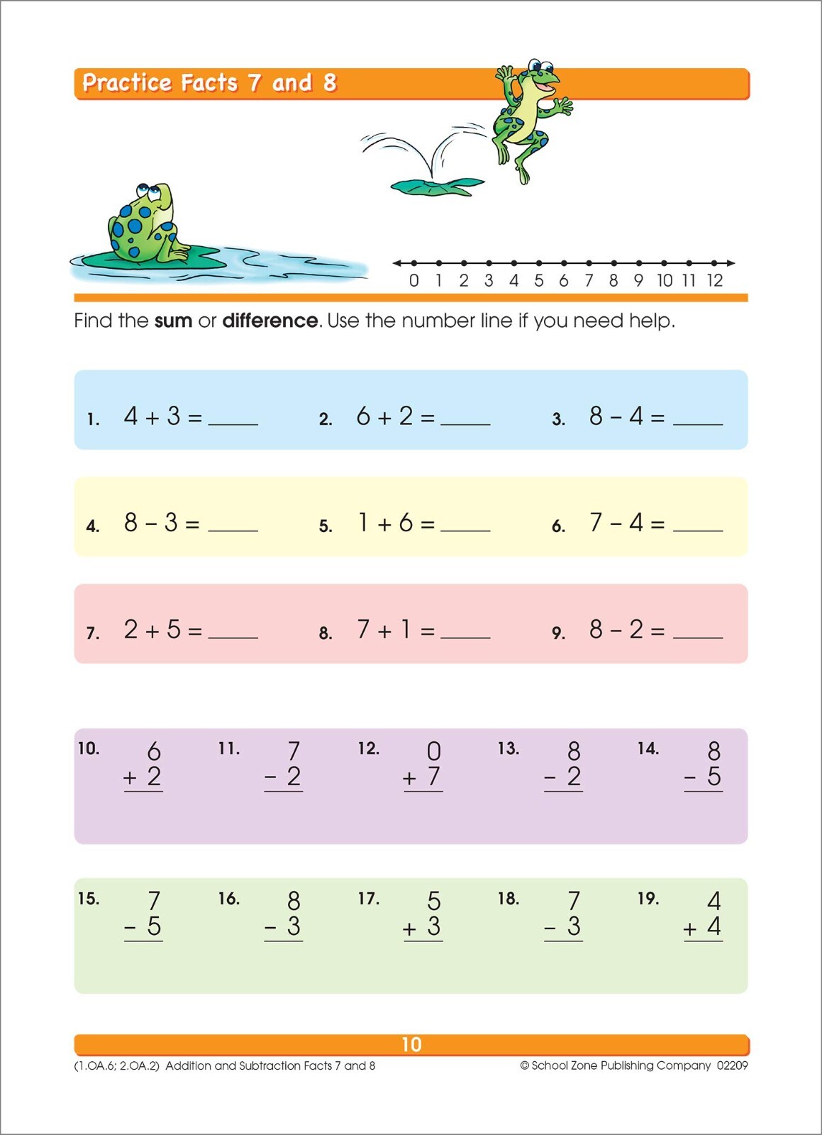 School Zone Addition & Subtraction Workbook Ages 6 to 8, 1st & 2nd Grade Math