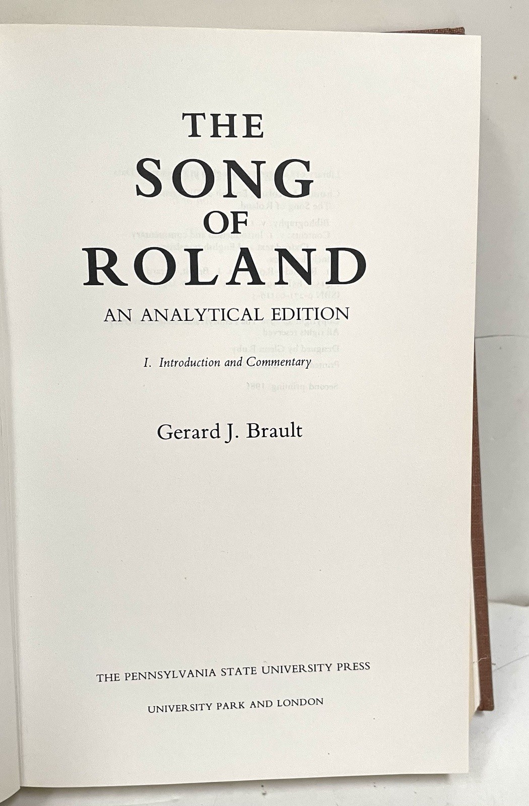 The Song of Roland Vol. 1 Introduction and Commentary by Gerard J. Brault
