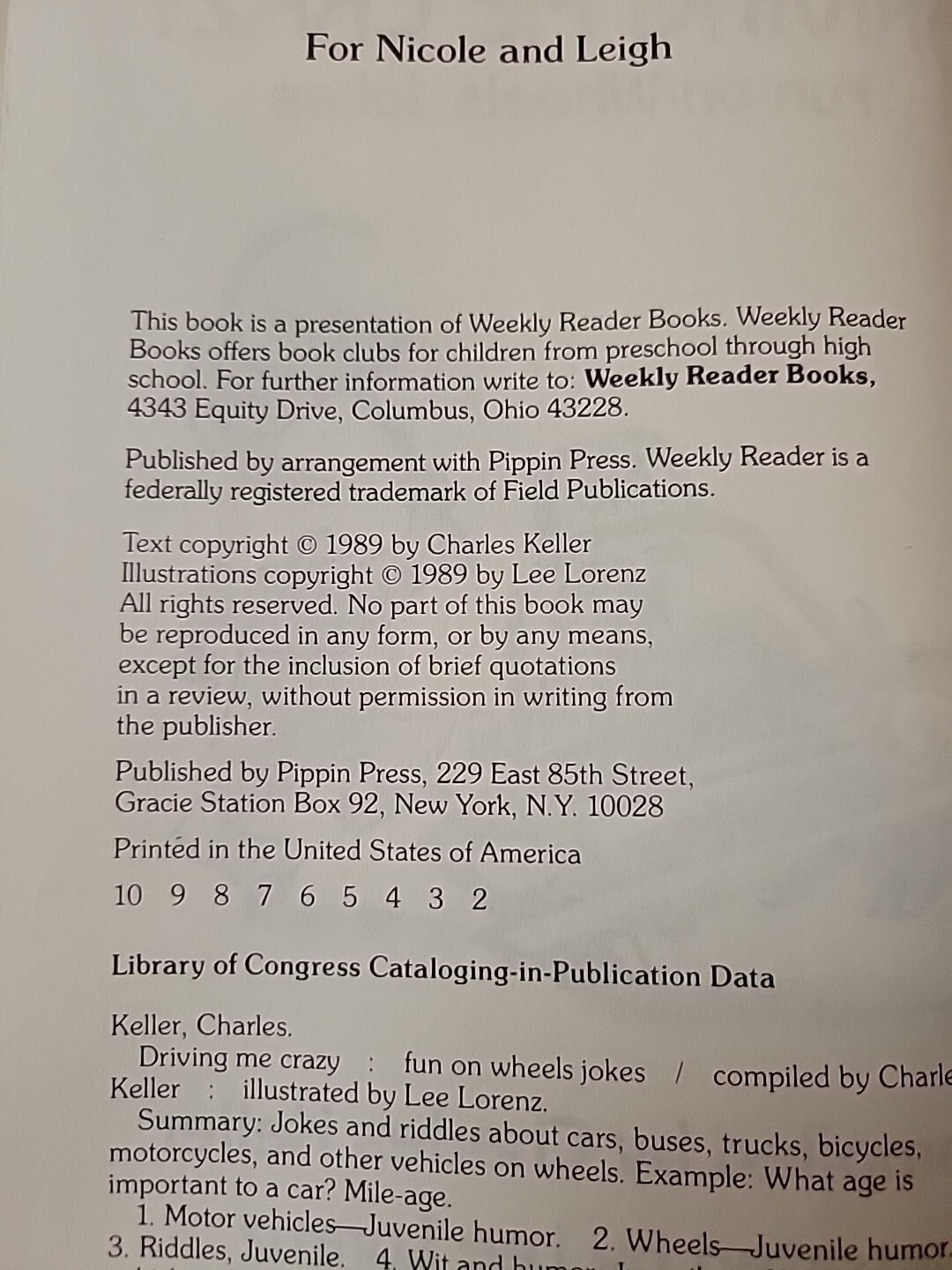 DRIVING ME CRAZY: FUN ON WHEELS JOKES By Charles Keller & Lee Lorenz – 1989