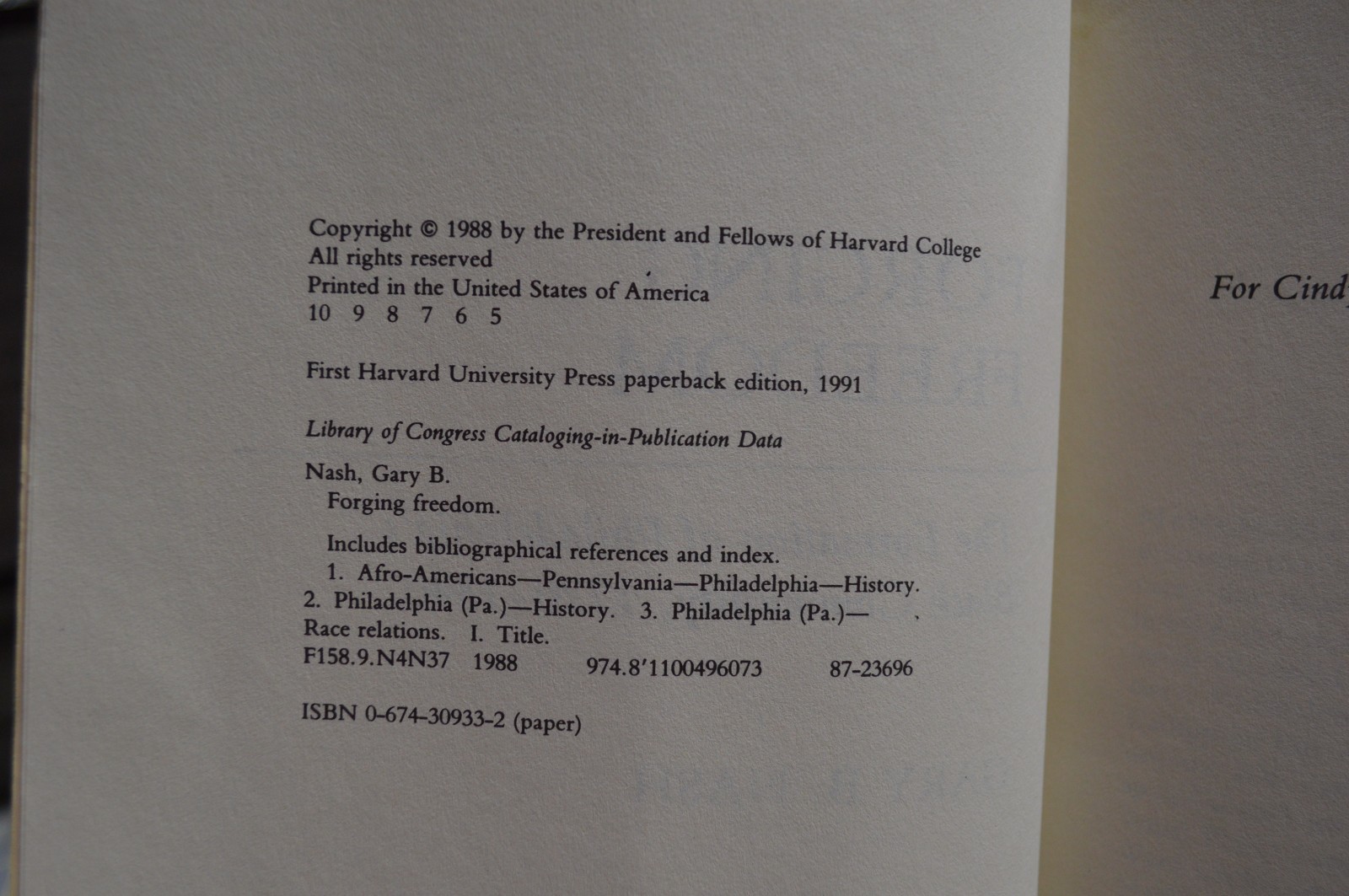 Forging Freedom: The Formation of Philadelphia’s Black Community by Gary B. Nash