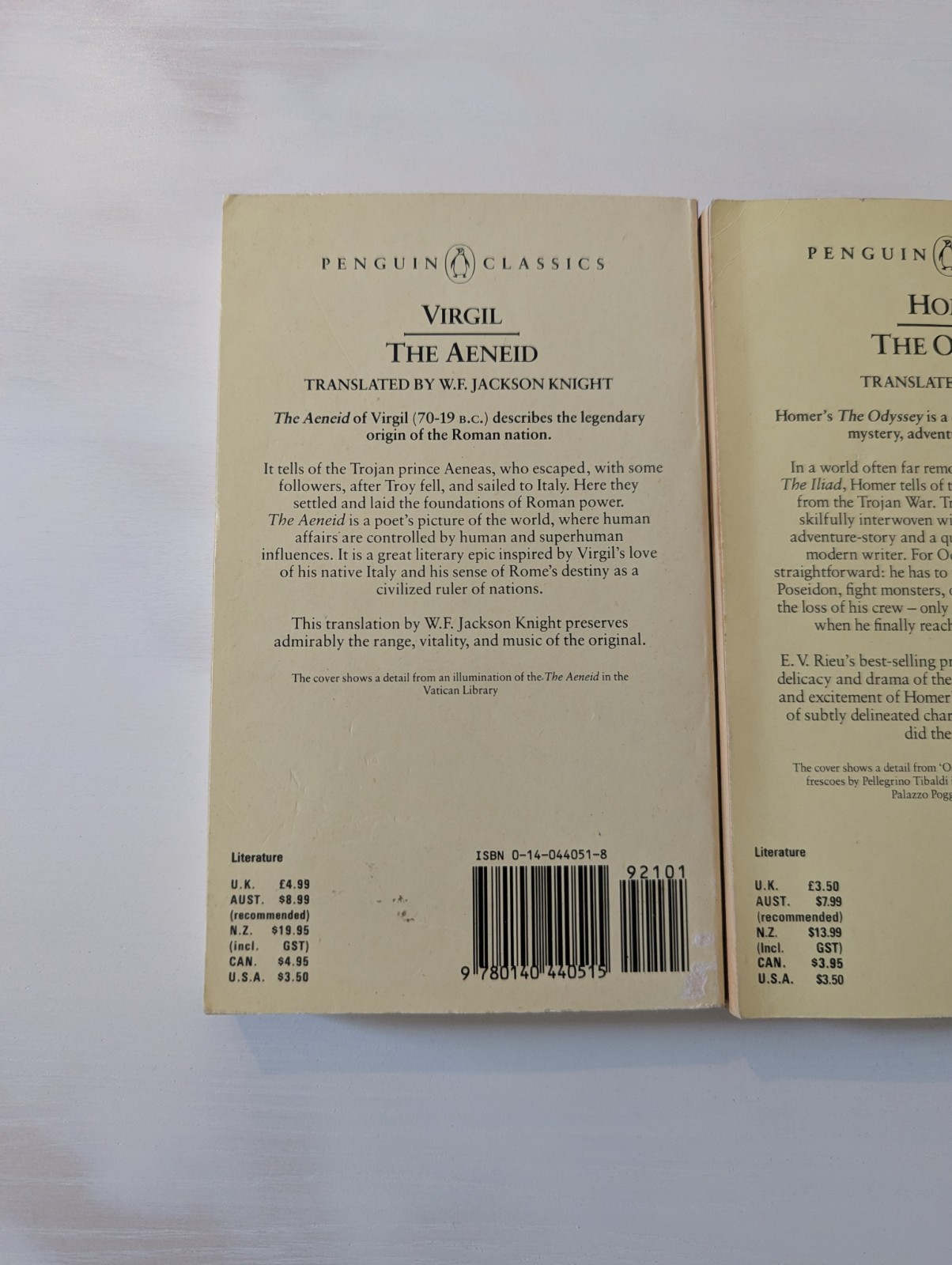 Lot of 3 Vintage Penguin Classics Books Homer Virgil Hesiod Greek Roman