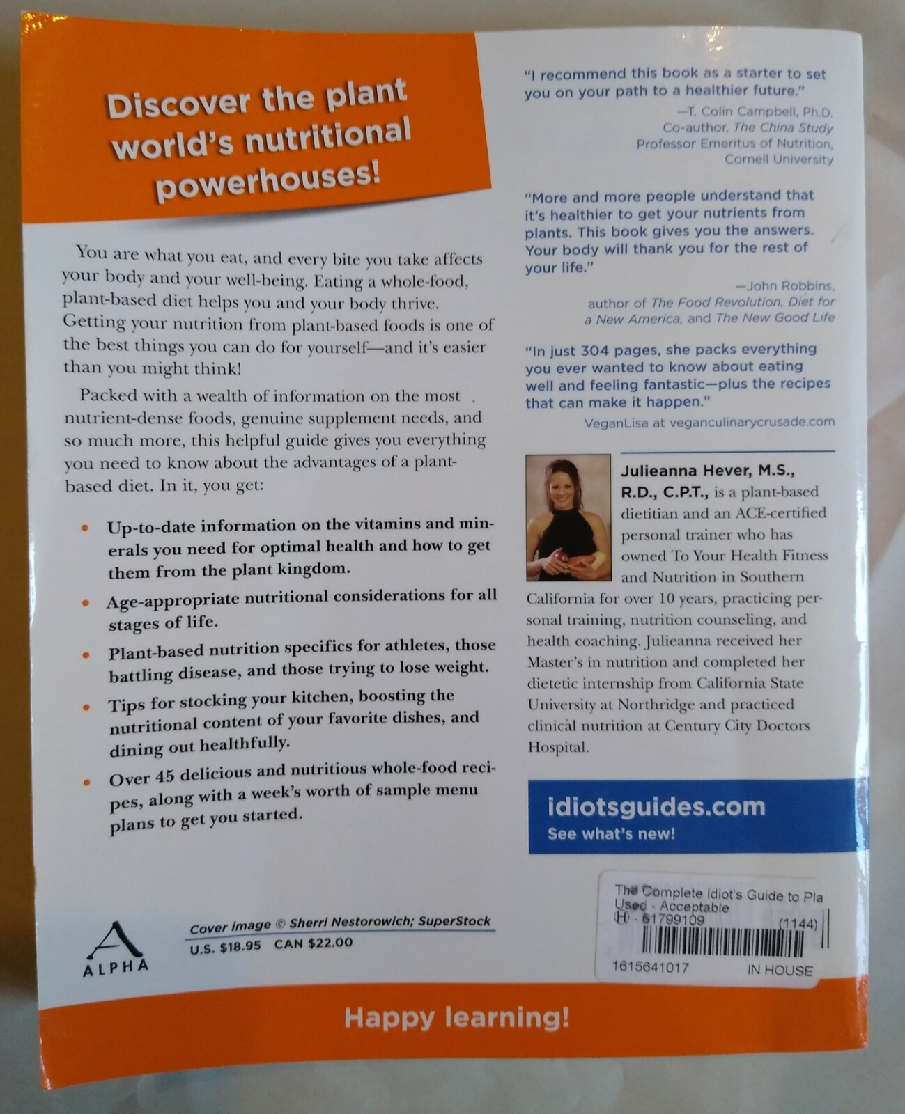 the complete idiot’s guide to “Plant-Based Nutrition” 332 pages, recipes, pb