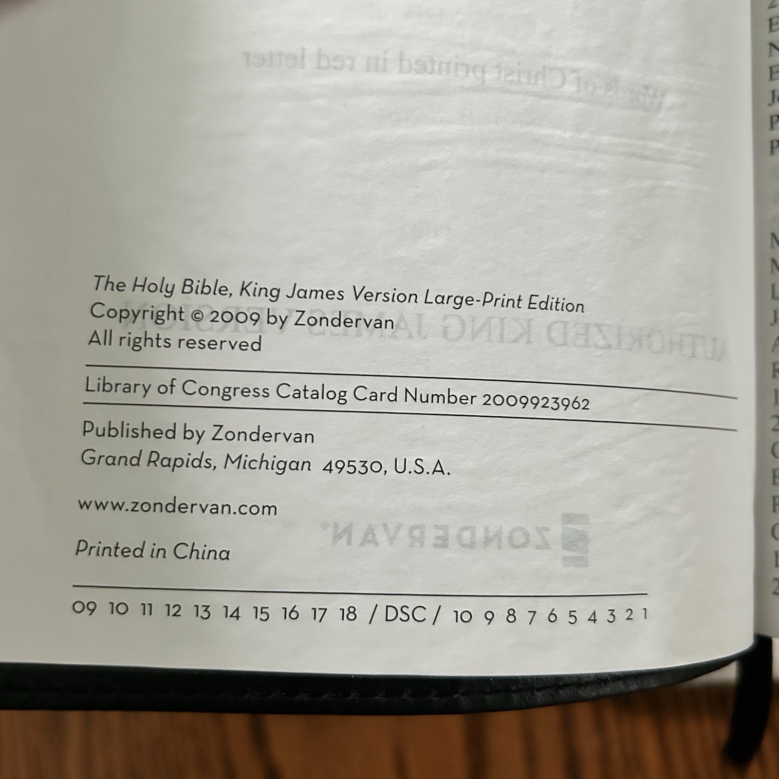 The Holy Bible King James Larger Print Black Italian Duo-Tone Zondervan Boxed