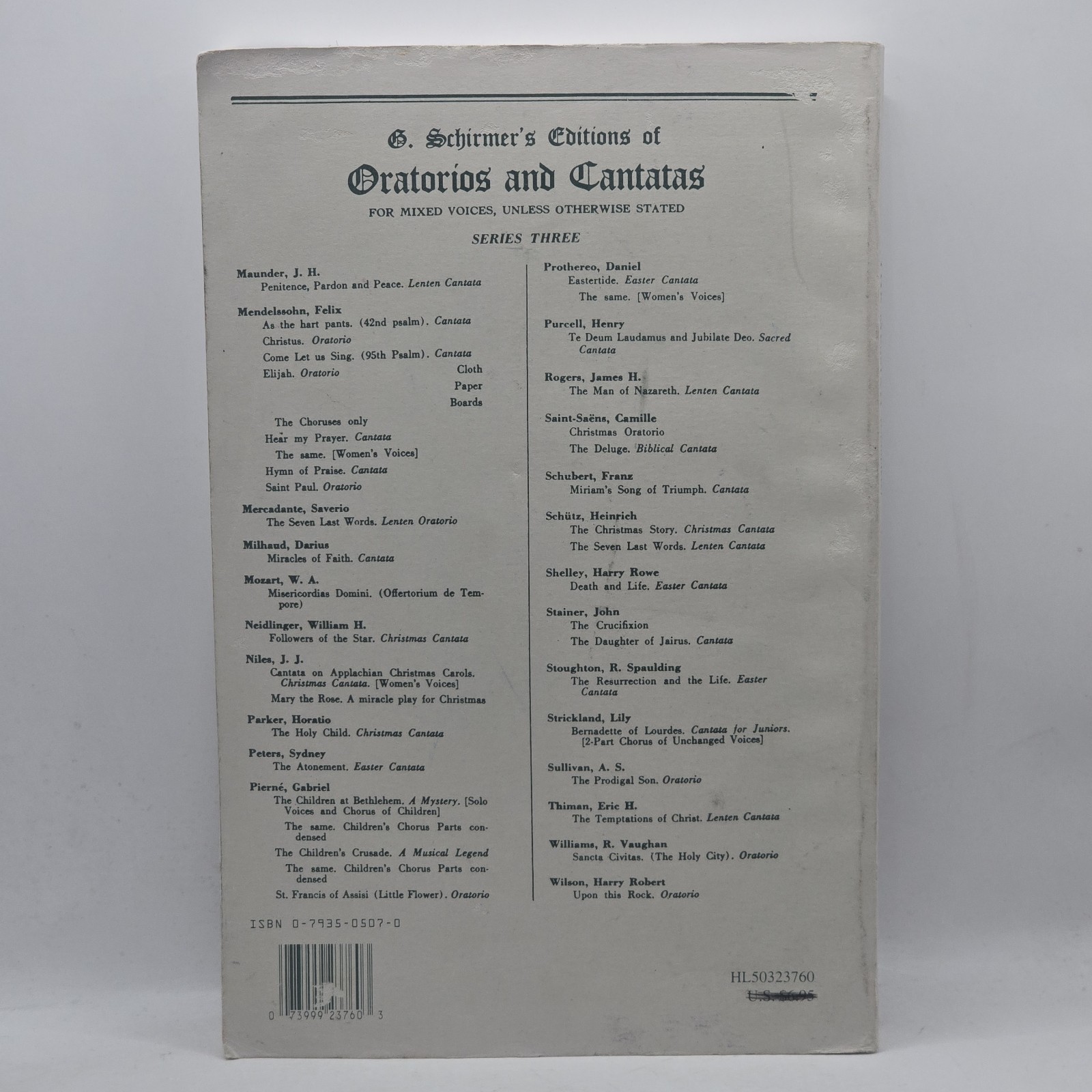 The Messiah G. F. Handel 1912 Vocal Score Oratorio Schirmer 252 Pages