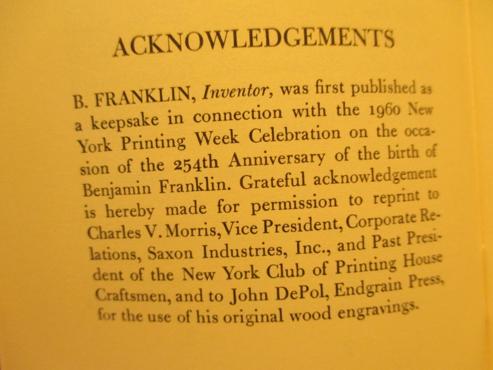 fine press book B FRANKLIN INVENTOR by A R TOMMY TOMMASINI # 27 / 1974 #487/700