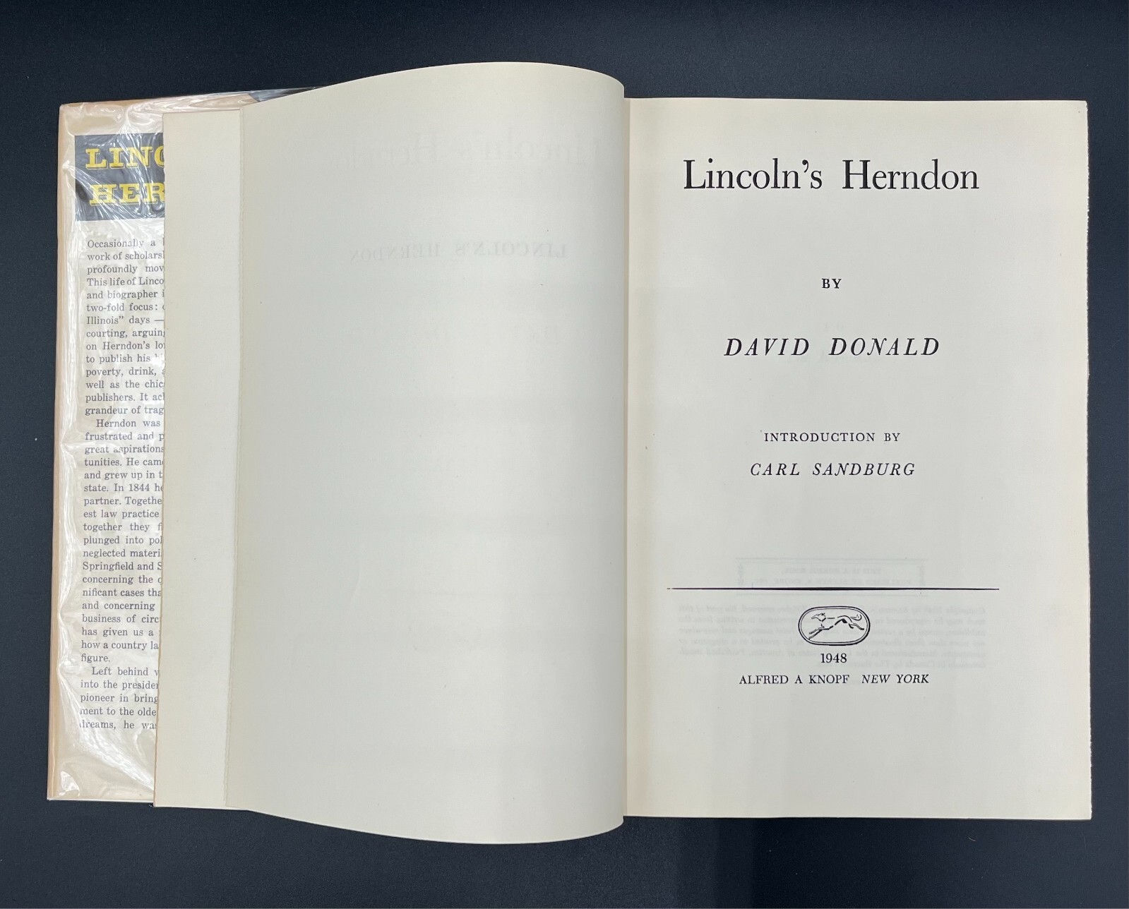 Lincoln’s Herndon. David Donald. First Edtion. Knopf, 1948.