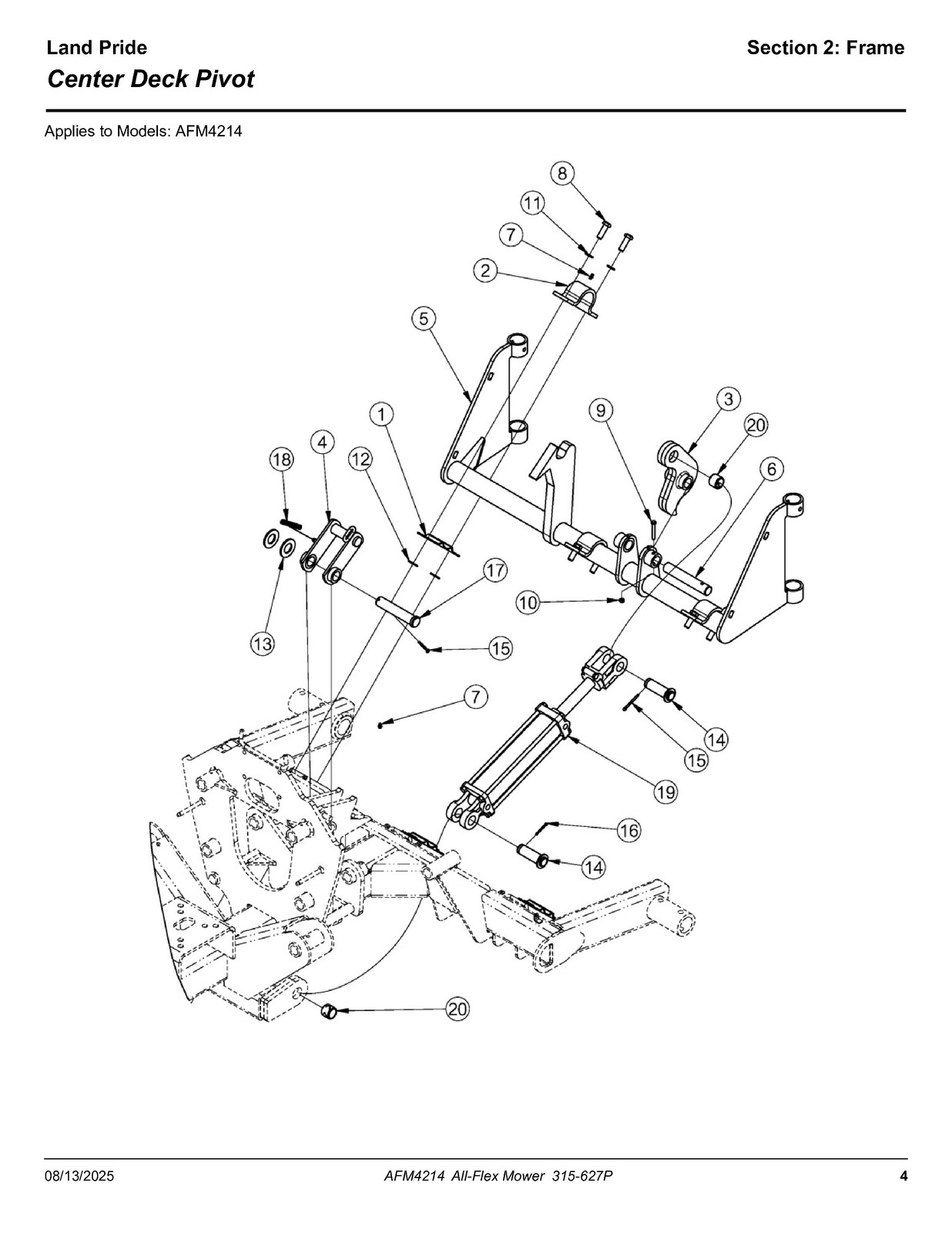 LAND PRIDE AFM4214 All-flex Mowers Parts Manual 2025 – WIRE BOUND – TOUGH COVERS