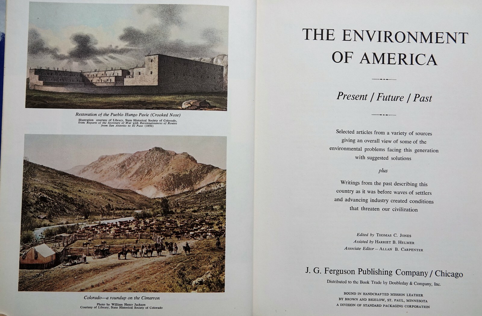 THE ENVIRONMENT OF AMERICA, PAST, PRESENT, FUTURE ED BY THOMAS JONES 1971