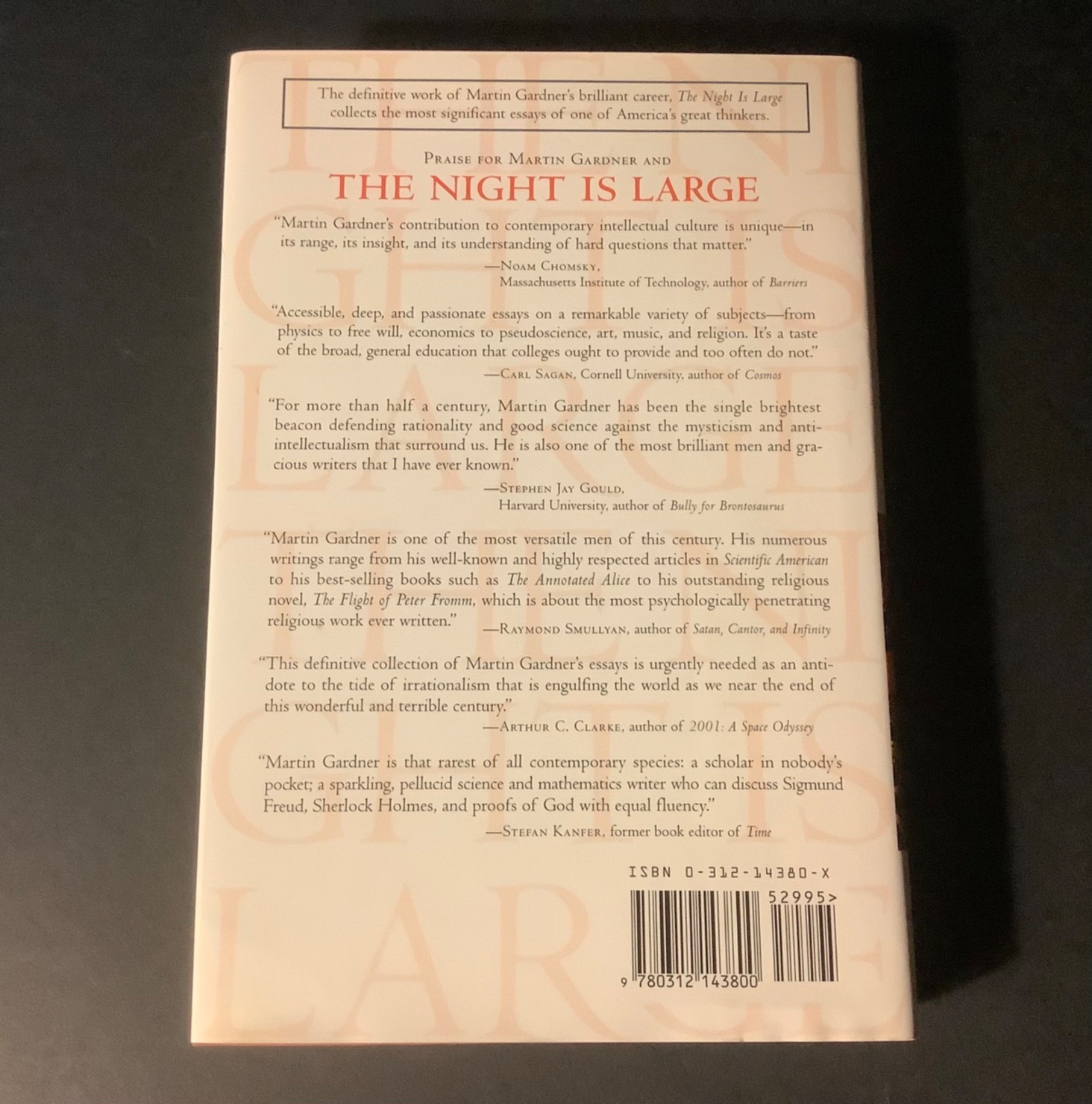 THE NIGHT IS LARGE: MARTIN GARDNER Collected Essays 1938-1995 1st Ed. 1996 HC/DJ