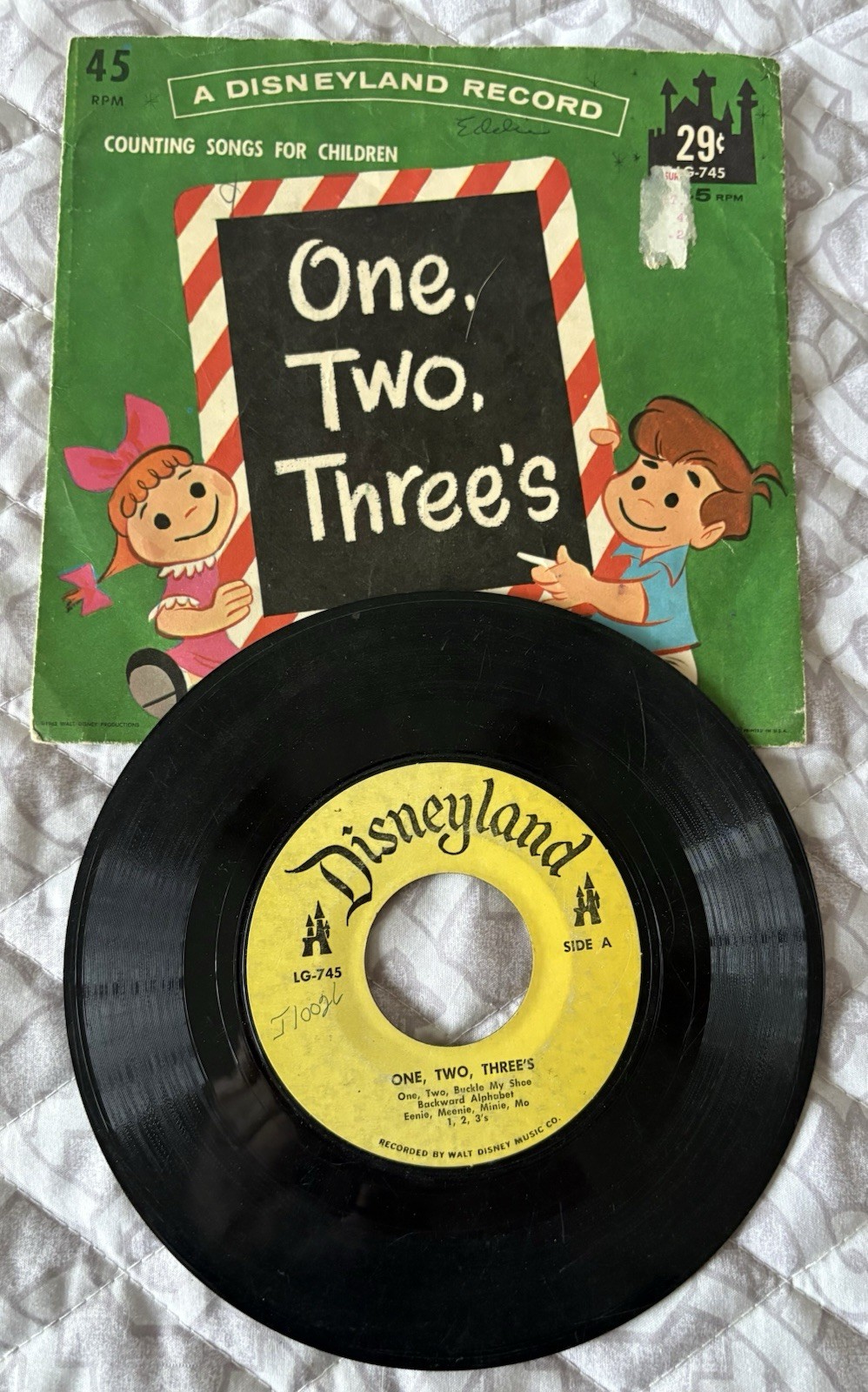 Lot 5 Disneyland 45 Rpm Records Cinderella Mary Poppins Ugly Bug Ball Oz 1962