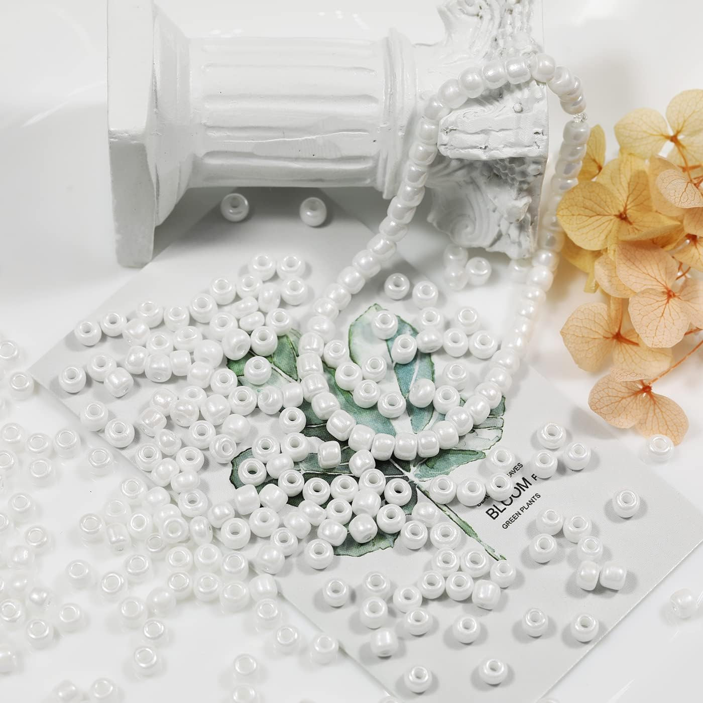 White Pearl Color 4mm Seed Beads About 1200pcs/100Grams in Bag, 6/0 Glass Craft