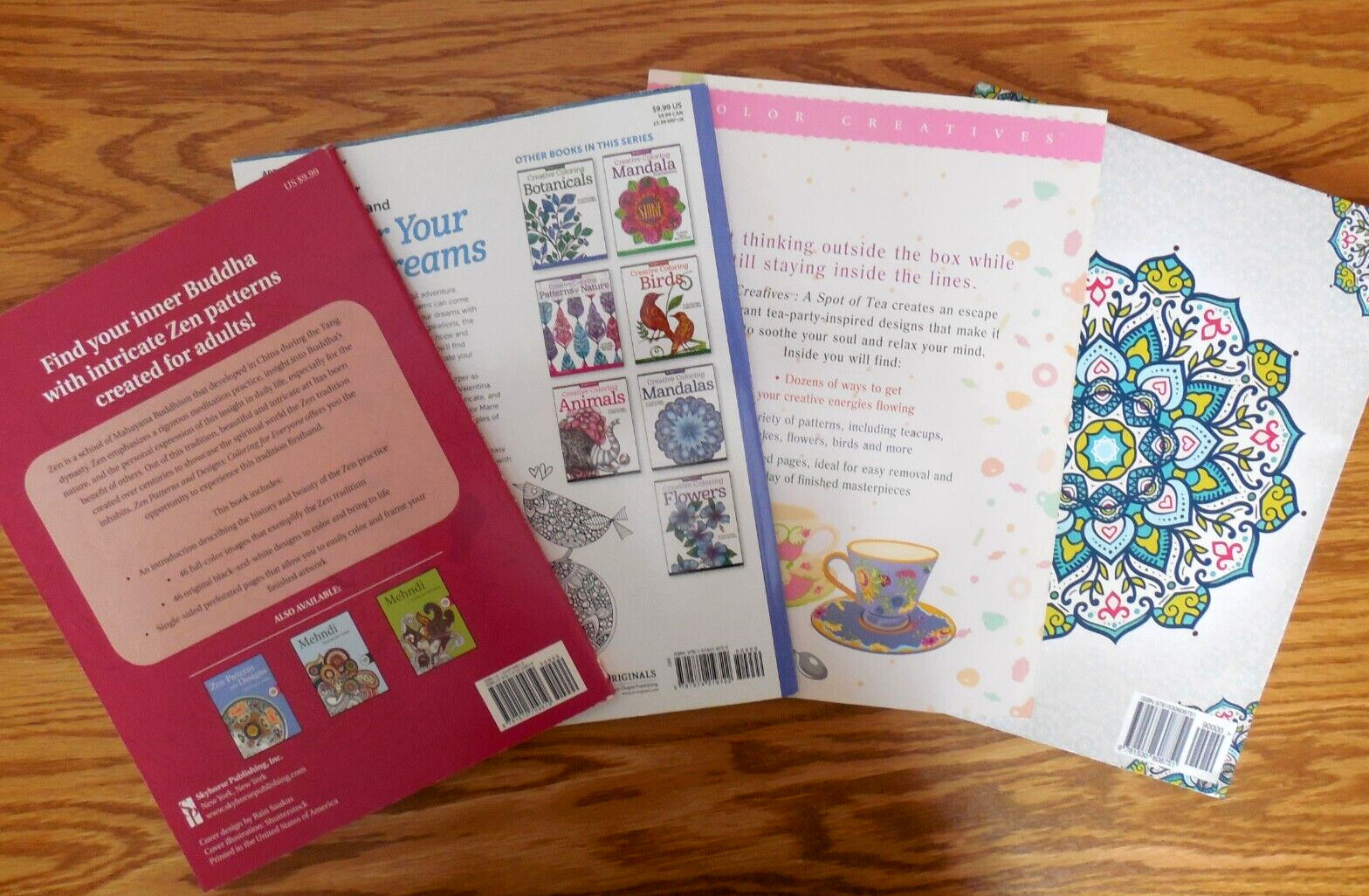 NEW Lot of 4 Adult Coloring Books: Spot of Tea*Mindful Mandala*Inspirations*Zen