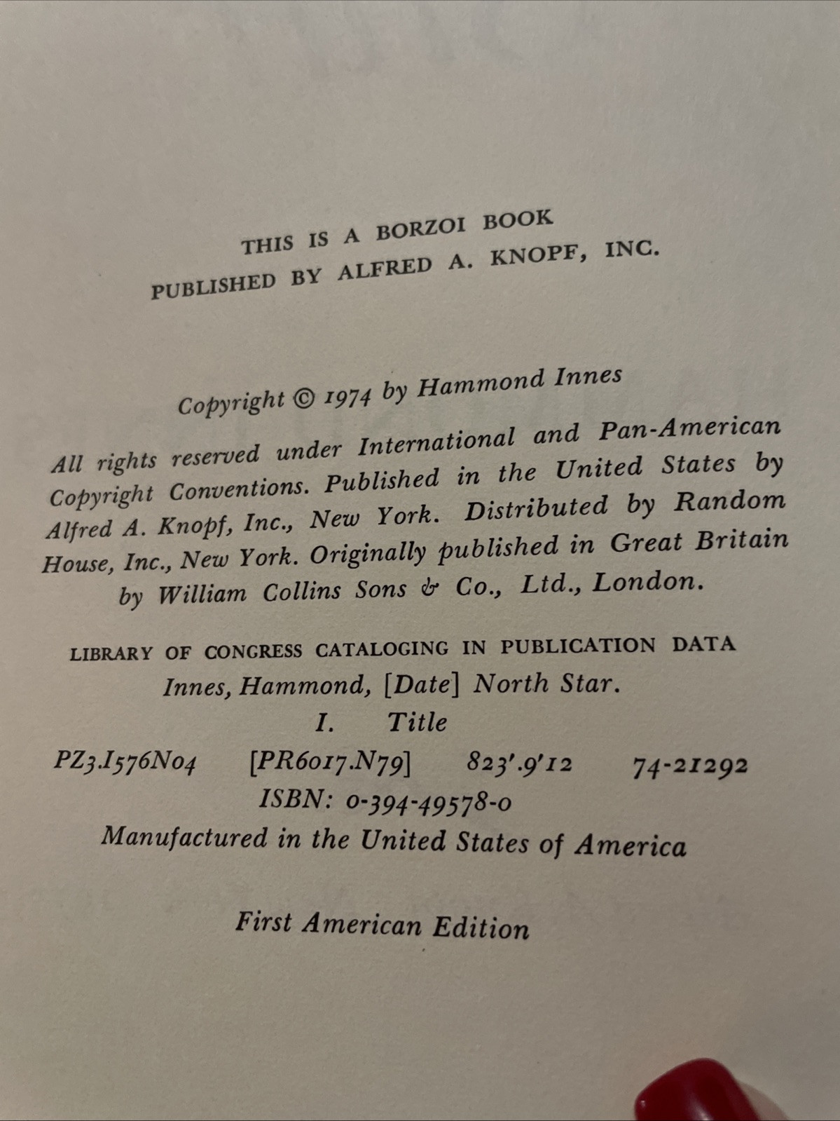 North Star by Hammond Innes (1974) FIRST Edition HCDJ