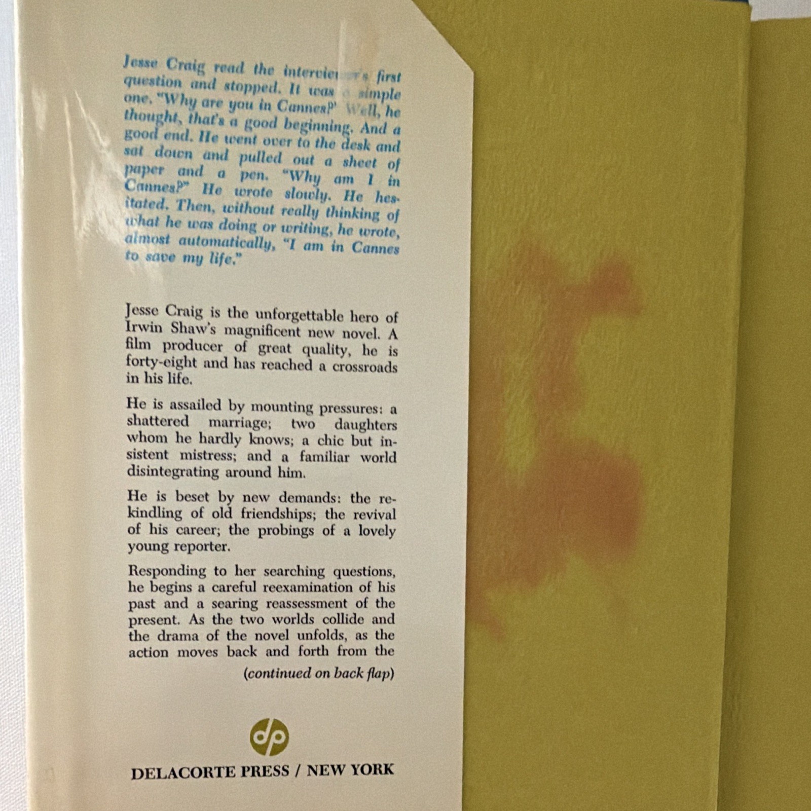 Irwin Shaw – Evening in Byzantium HC (Delacorte Press, 1973) DJ 1st Print