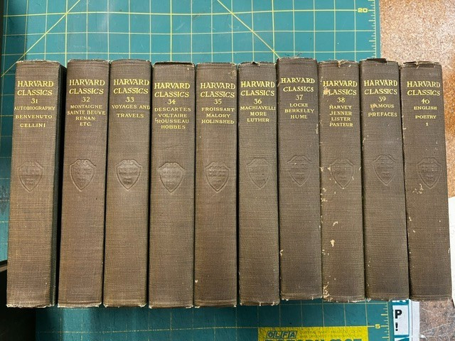 Harvard Classics P F Collier & Son 1909-1910 Volumes 1-50 Olive Cloth Very Good
