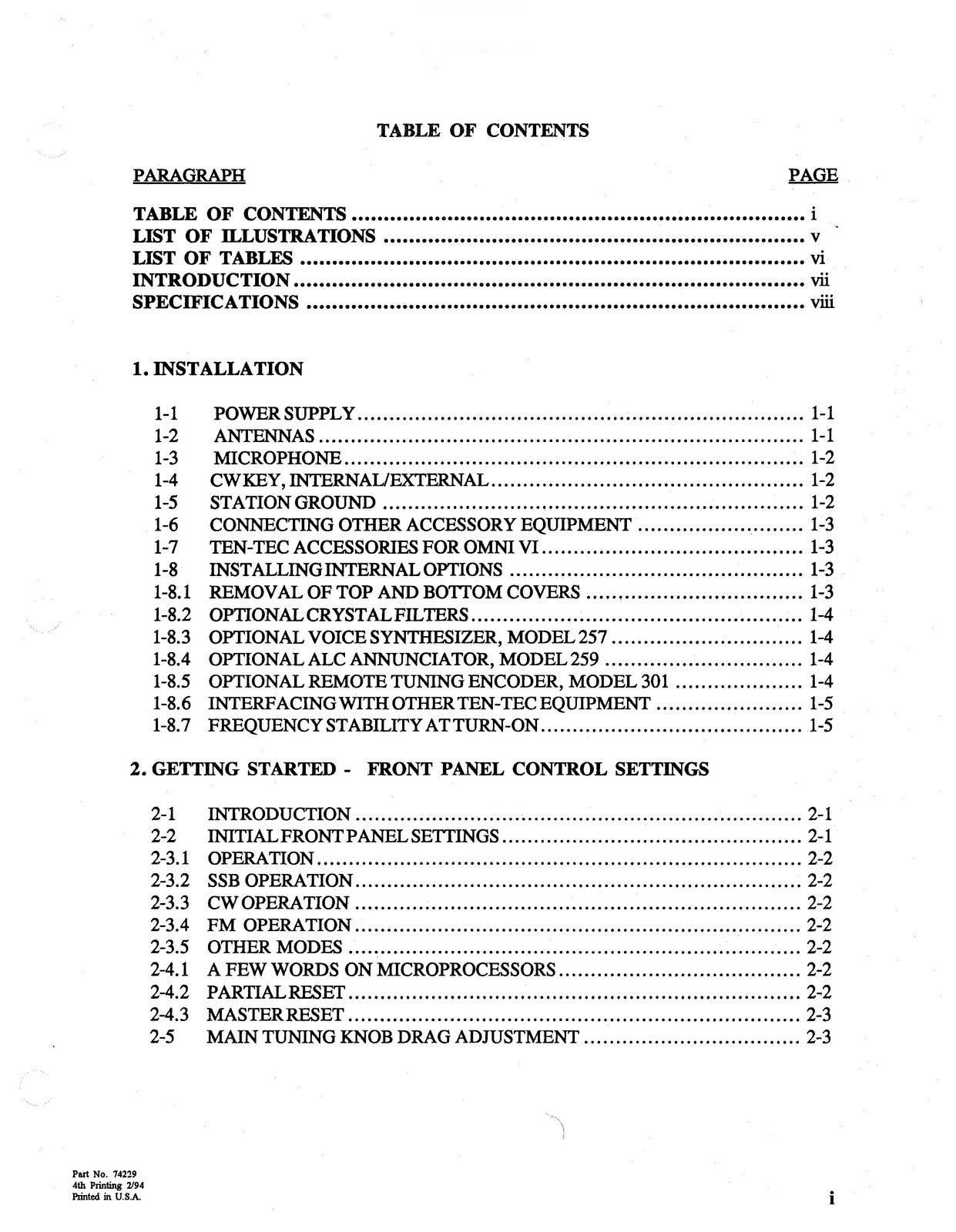 TEN TEC Omni 6 Model 563 HF Transceiver Operators Manual , FOLDOUTS