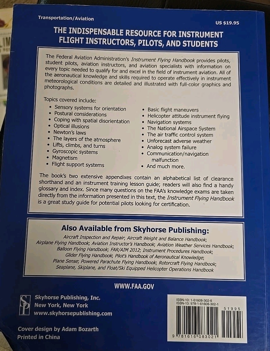 Instrument Flying Handbook FAA-H-8083-15A FAA Aviation Pilot Training Manual