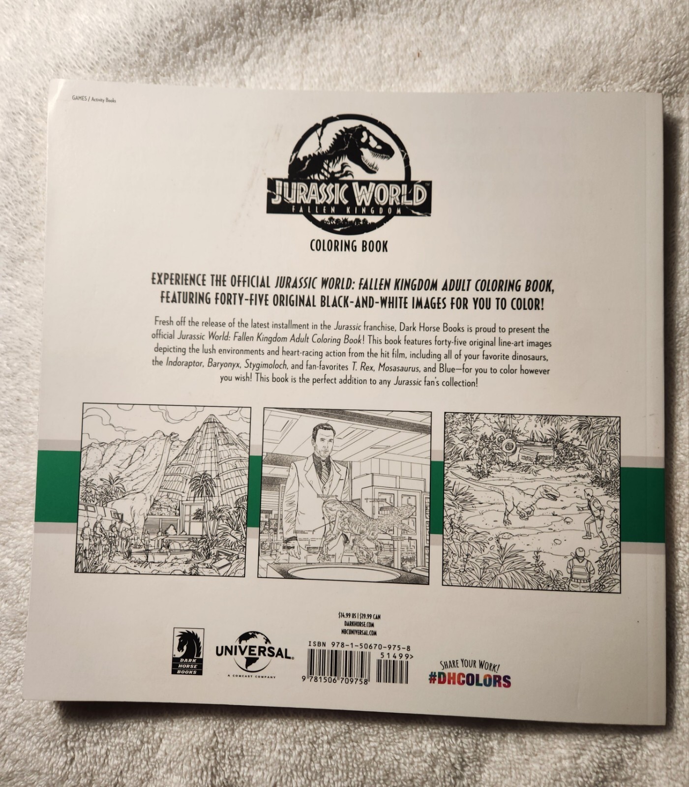 Jurassic World: Fallen Kingdom Adult Coloring Book Brand new!