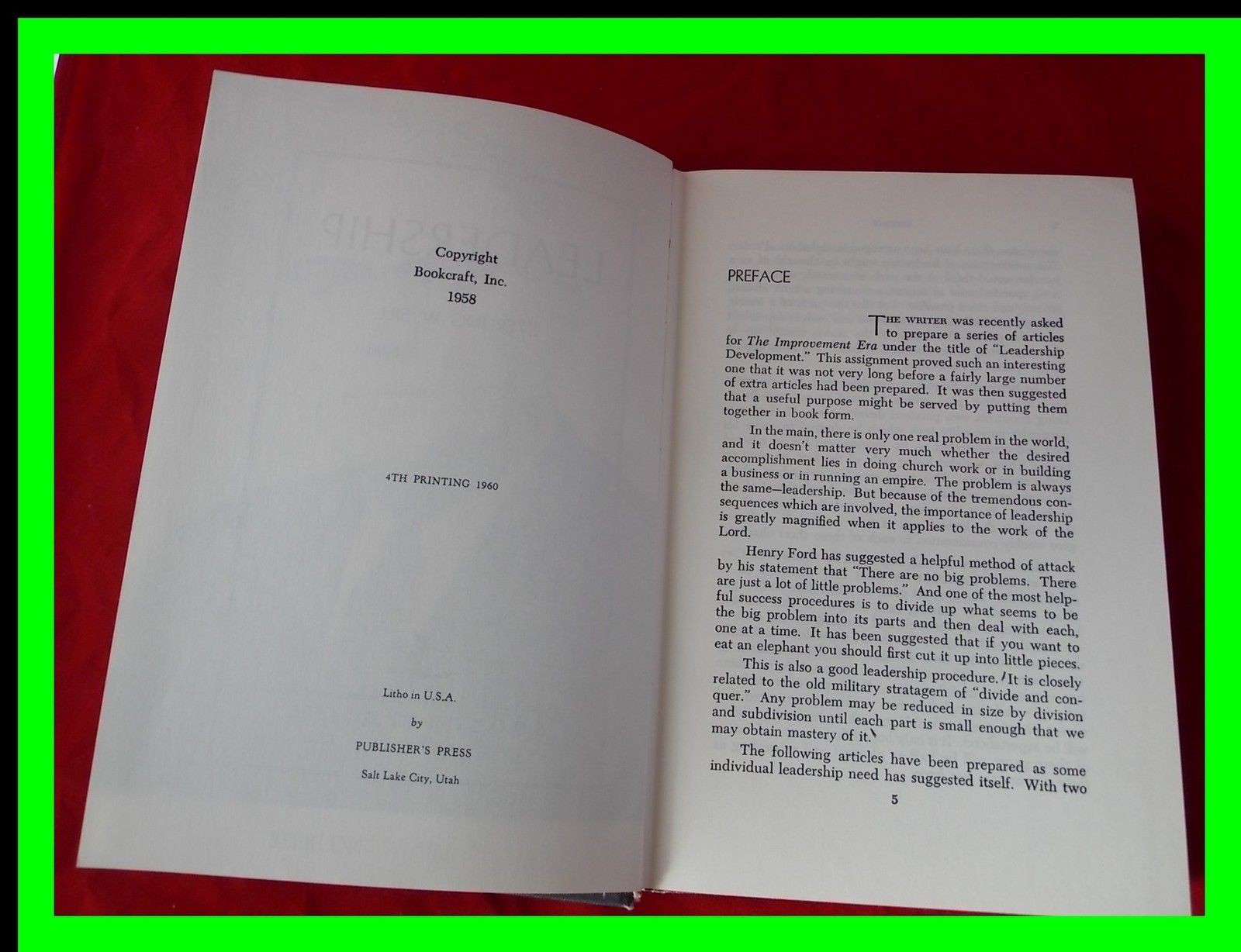 LDS Leadership by Sterling W Sill 1960 Hardcover Volume 1