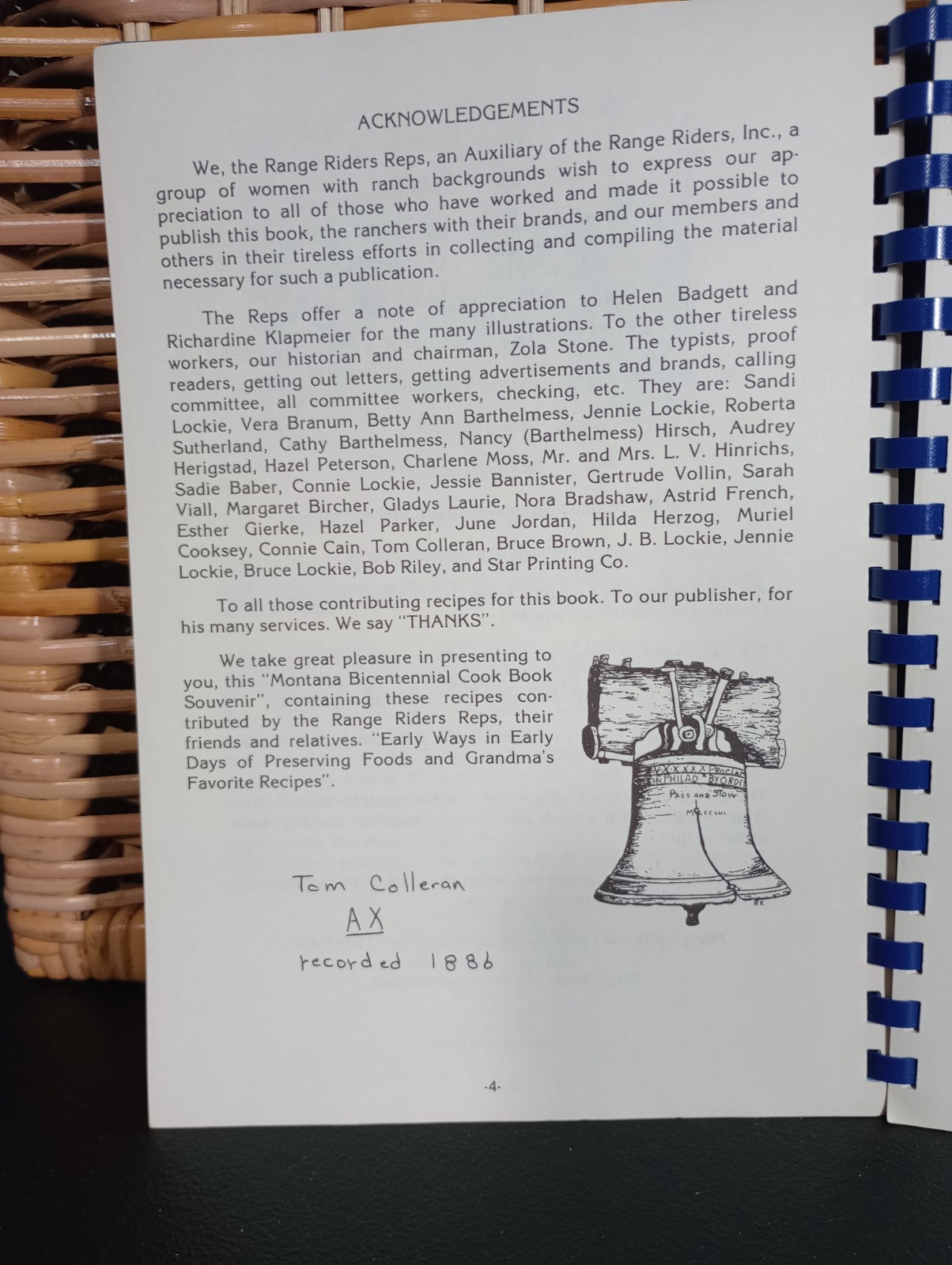 Range Riders Reps Cookbook Miles City, Montana