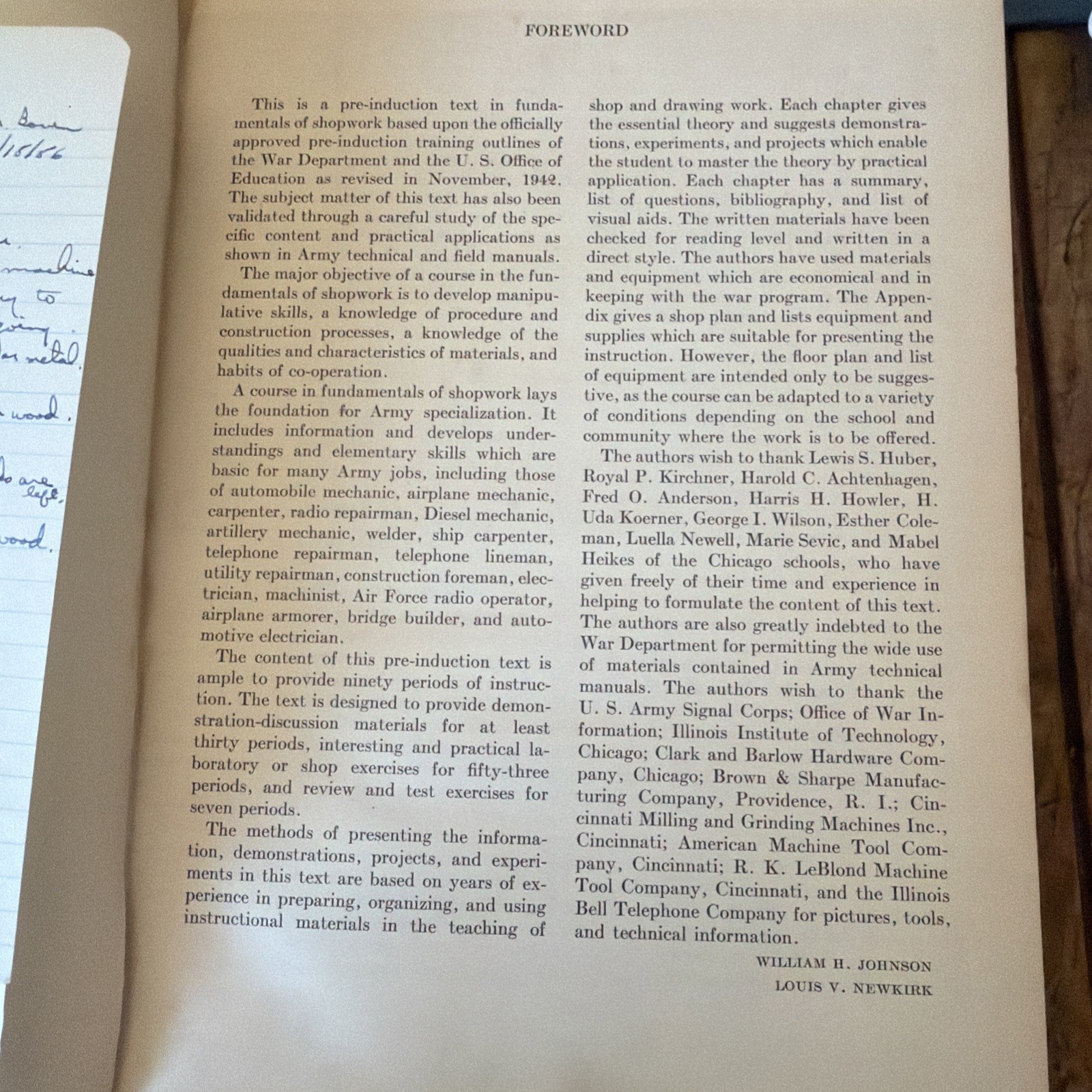 Fundamentals of Shopwork by William H. Johnson & Louis V. Newkirk 1943, HC War
