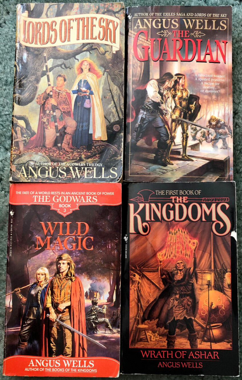 Angus Wells books, lot of 4, Lords of the Sky, The Guardian, Wild Magic