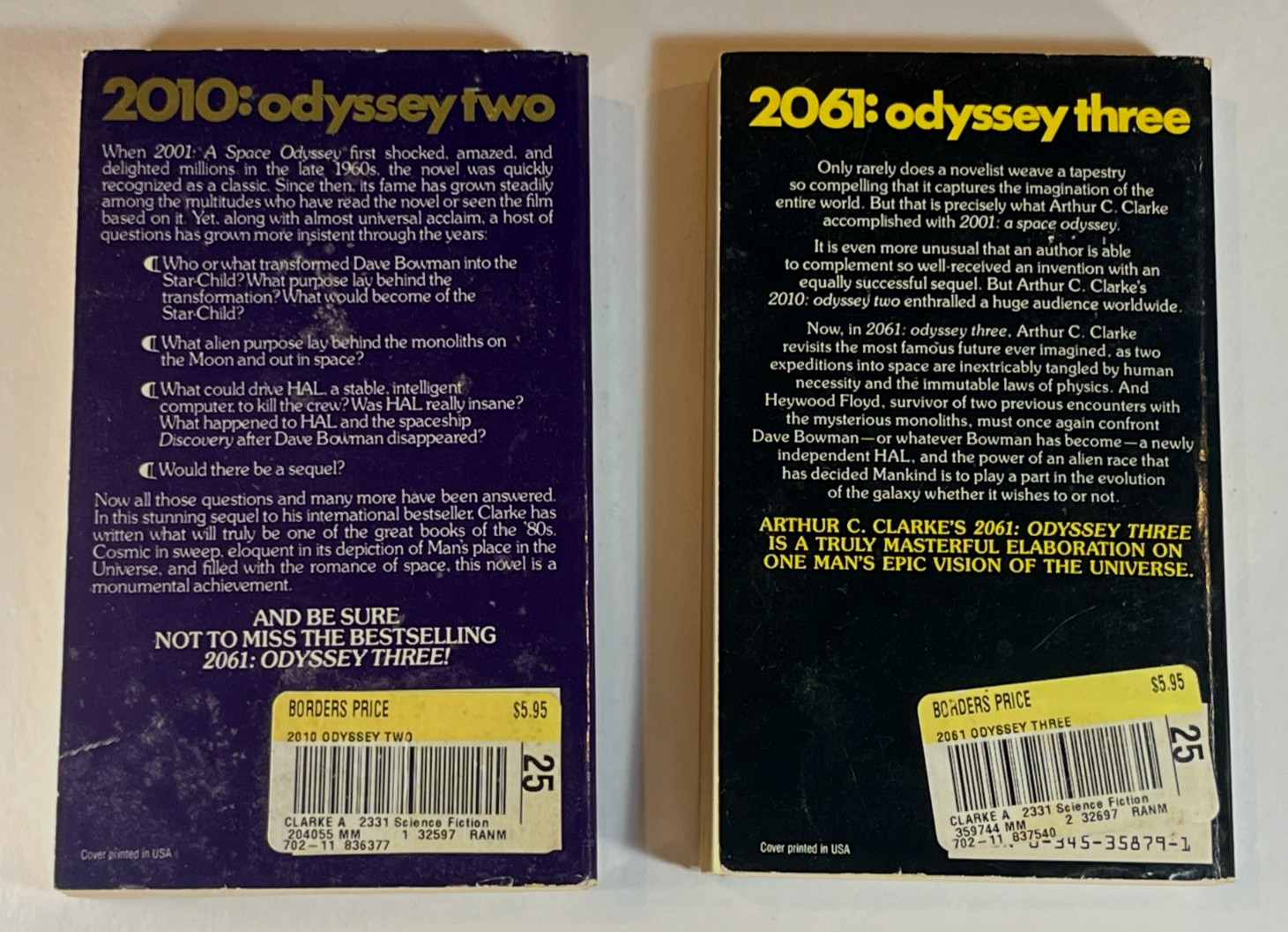 Arthur C. Clarke 2010 A Space Odyssey 2061 one two 1 2 Paperback lot PB Del Rey