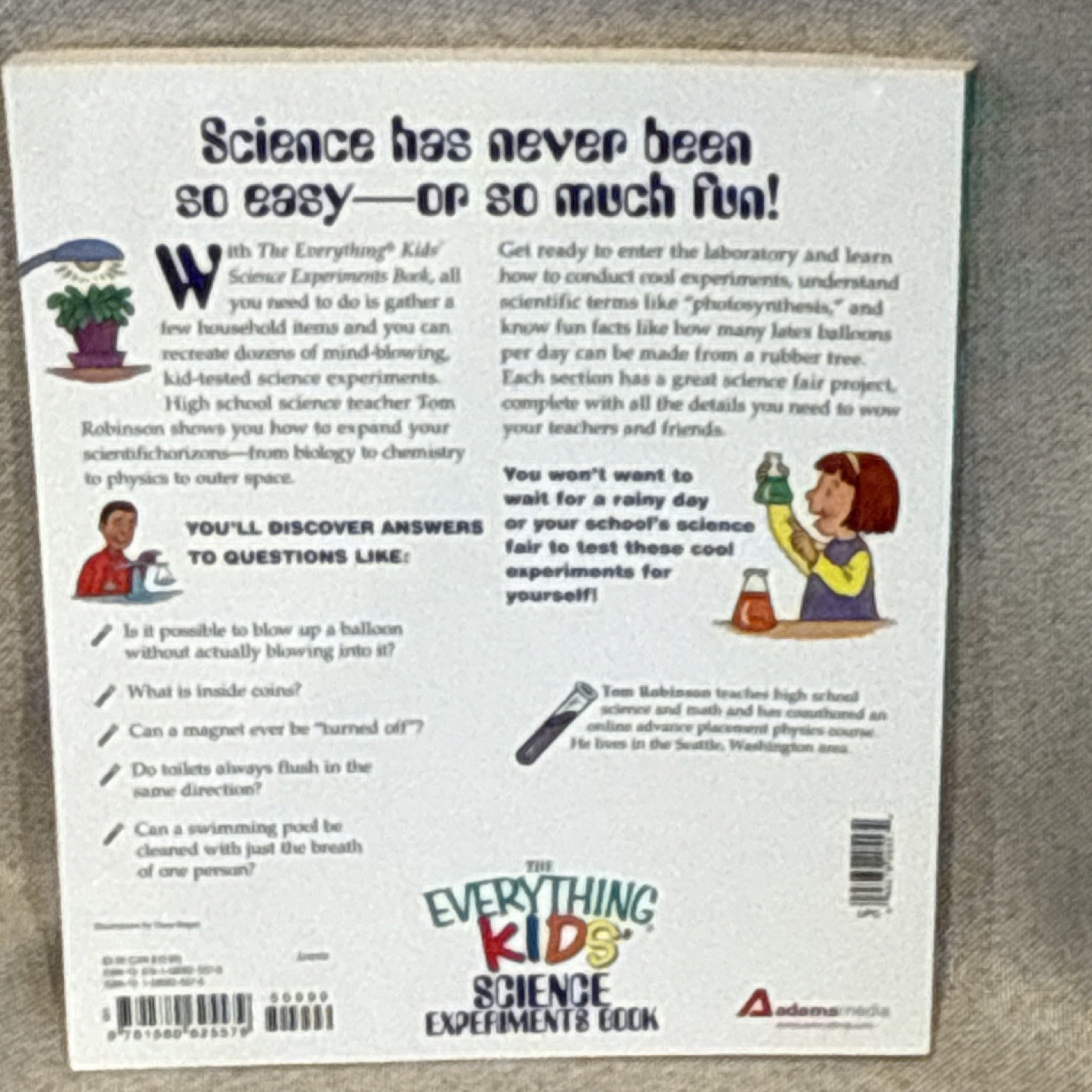 Adams Media The Everything Kids’ Science Experiments Book Tom Robinson PB Juven…